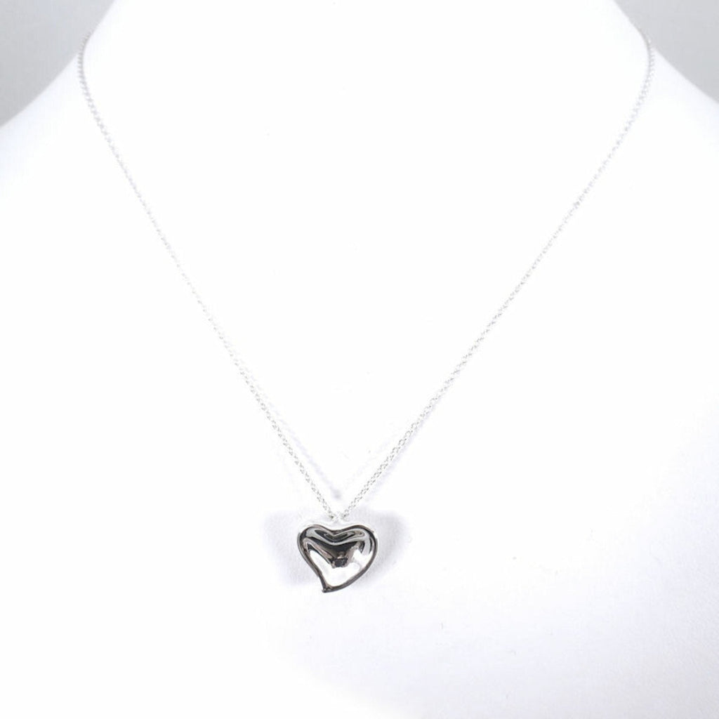 Full Heart Pendant Necklace Sterling Silver