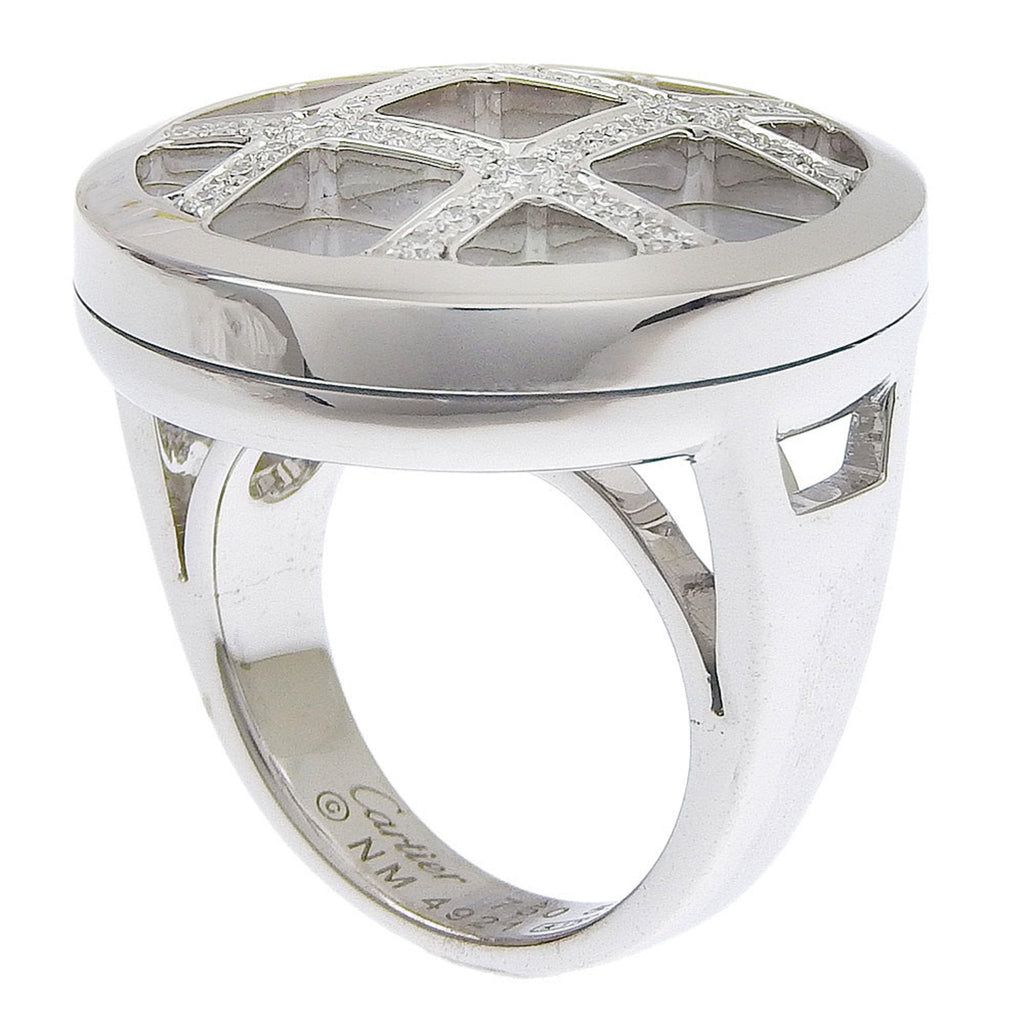 Band Ring 18K White Gold with Diamond and Shell