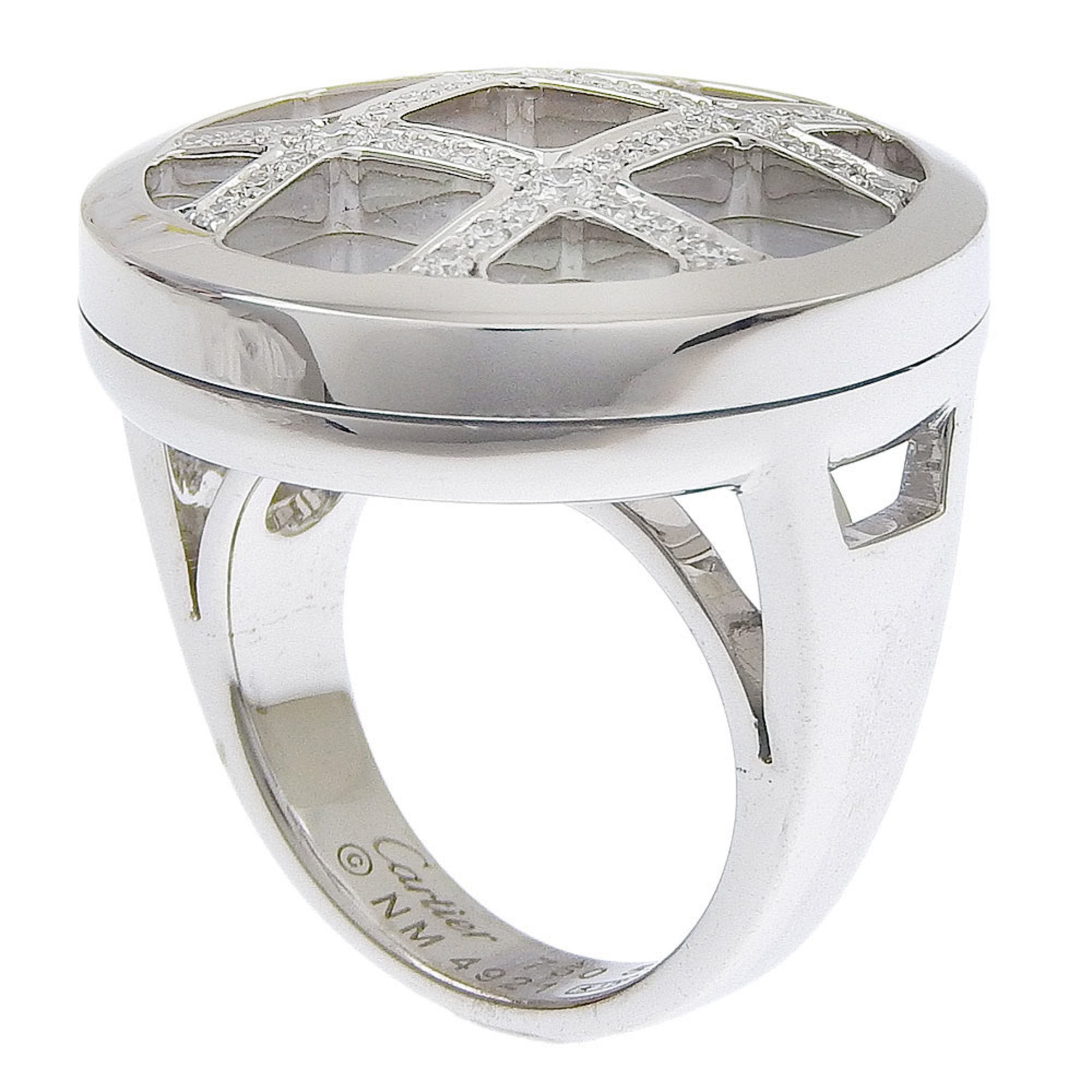Band Ring 18K White Gold with Diamond and Shell