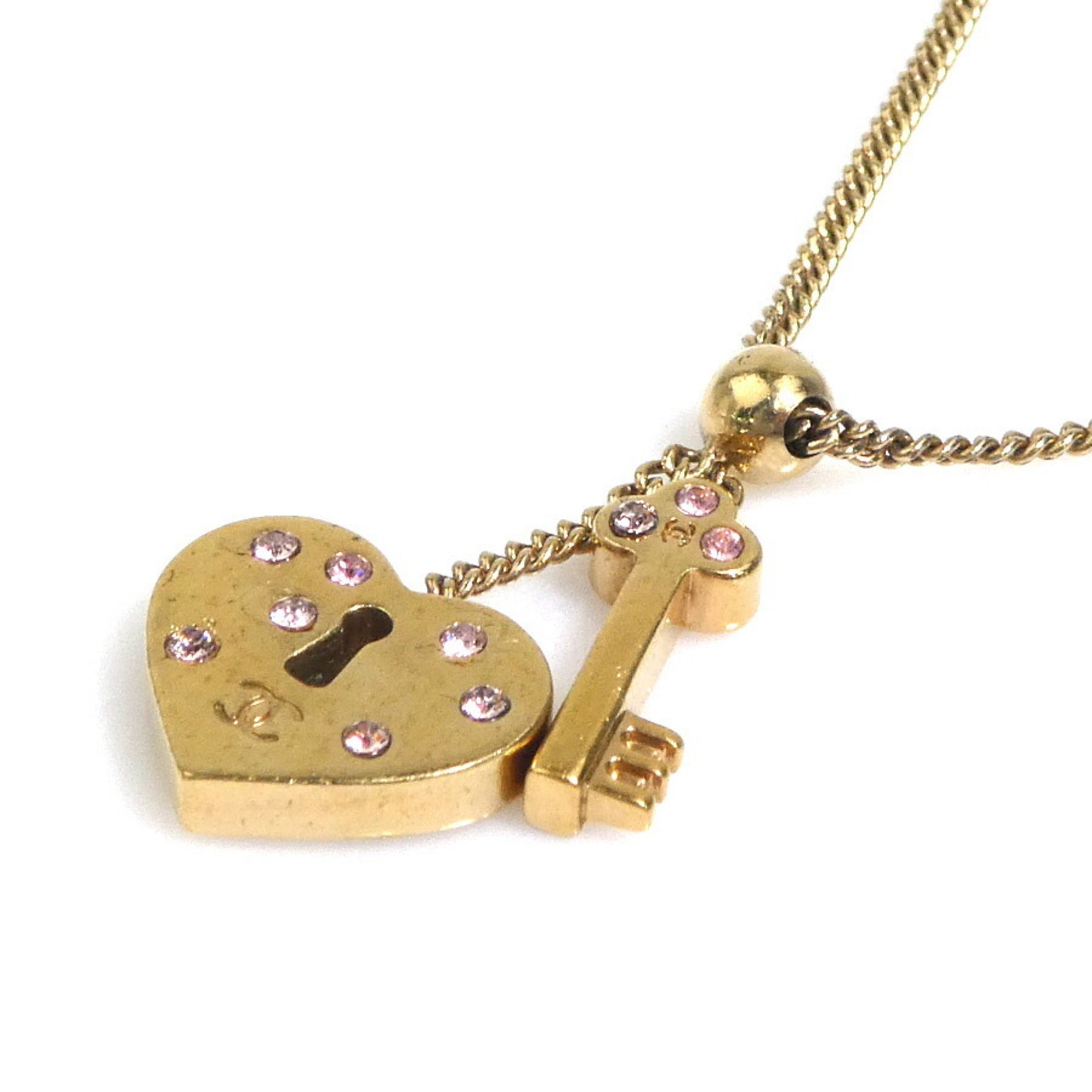 Pendant Necklace Metal and Rhinestone