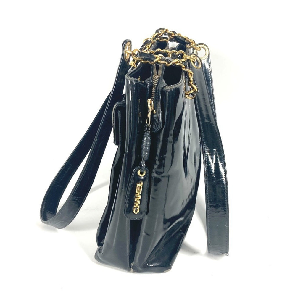 Vintage Front Pocket Chain Tote Patent Medium