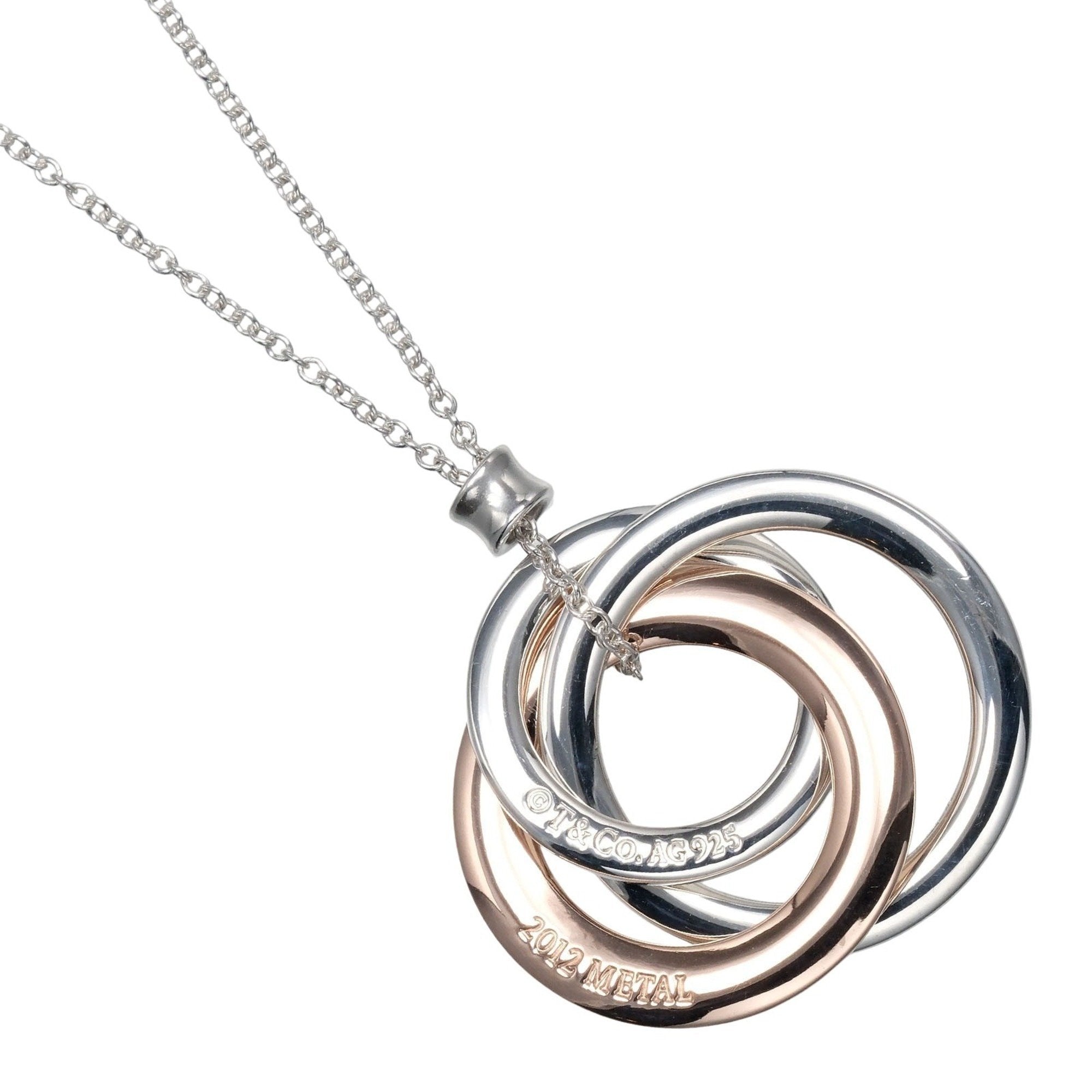 1837 Series Interlocking Circle Pendant Necklace Sterling Silver