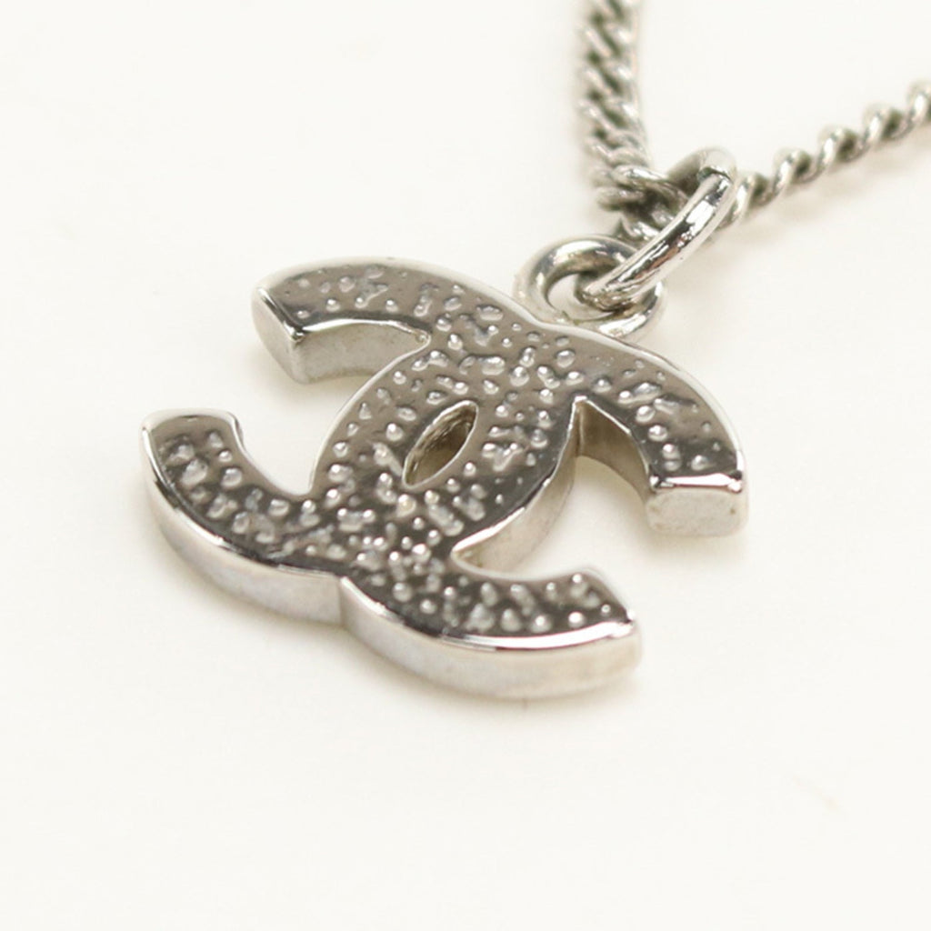 CC Logo Pendant Necklace Silver-Tone Metal