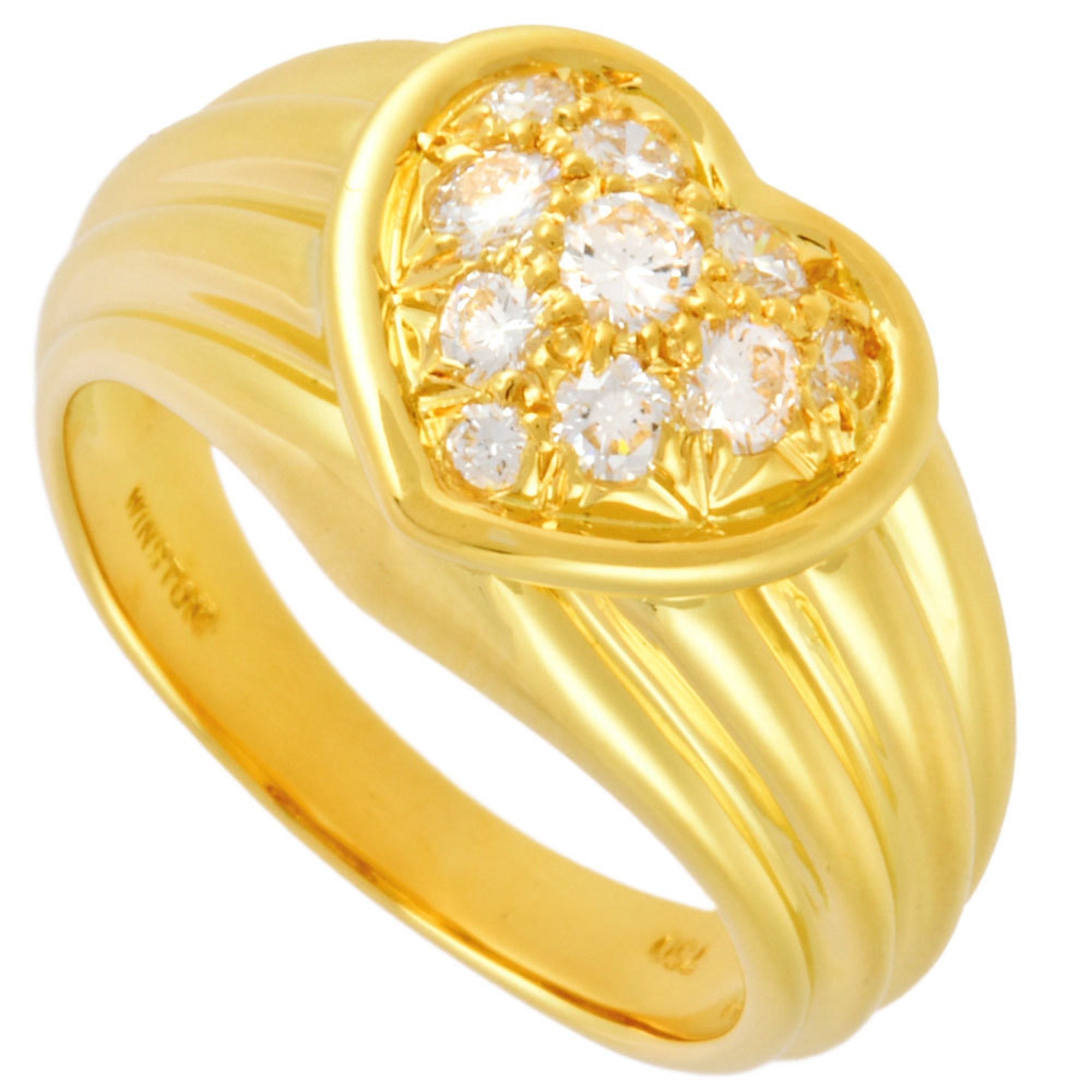 Heart Pavé Ring 18K Yellow Gold with Diamond
