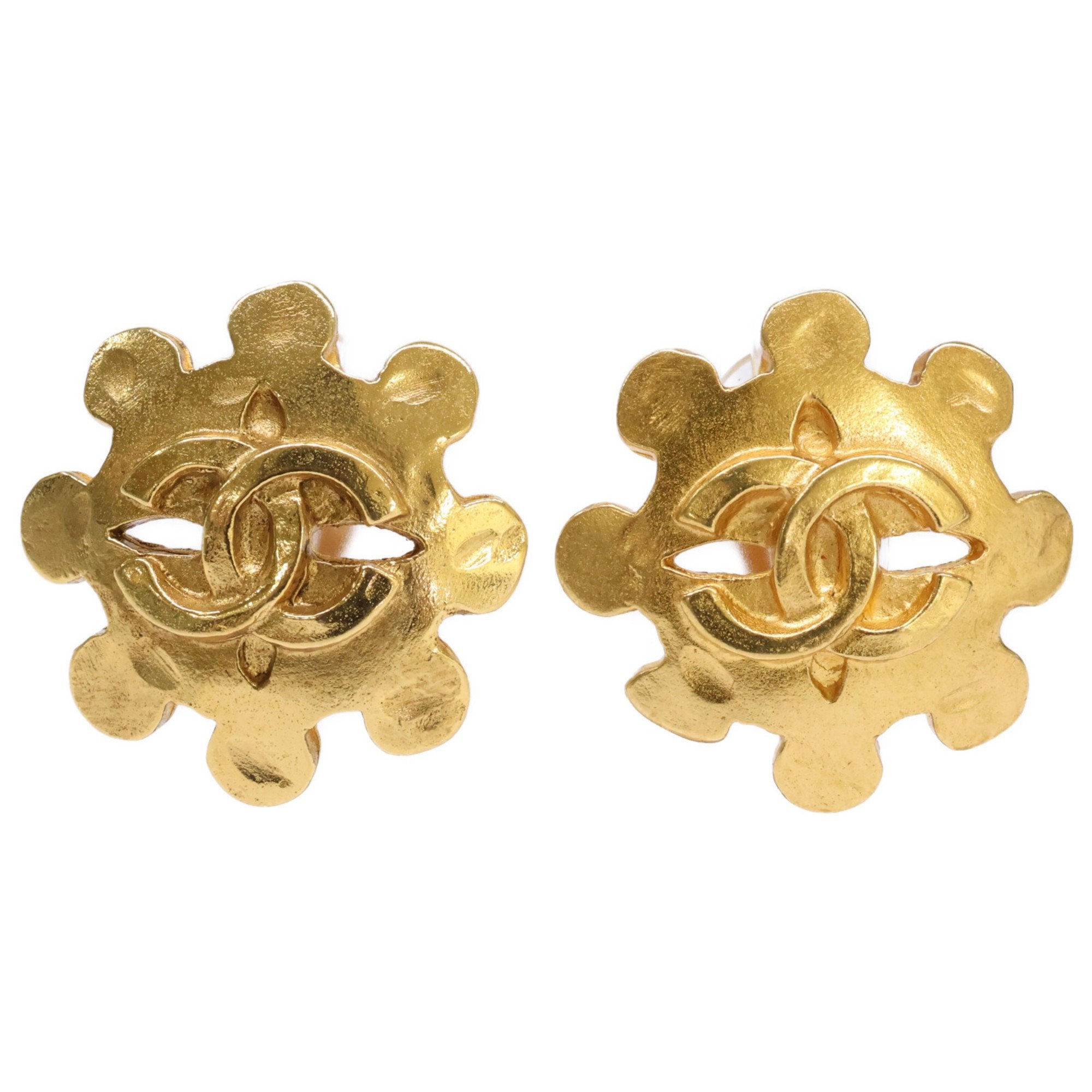 CC Logo Clip-On Earrings Gold-Tone Metal Gold-Tone Metal