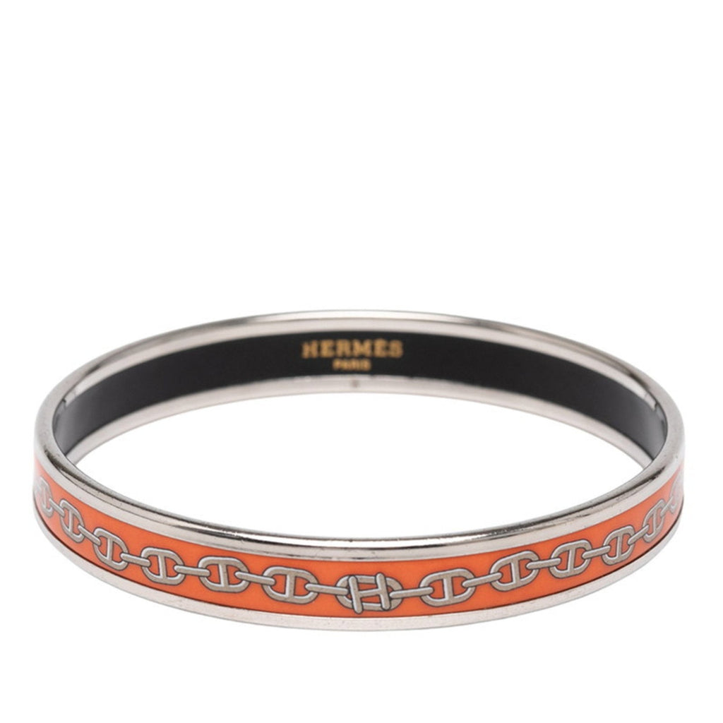 Enamel Chaine D'Ancre Bracelet Metal Orange and Silver