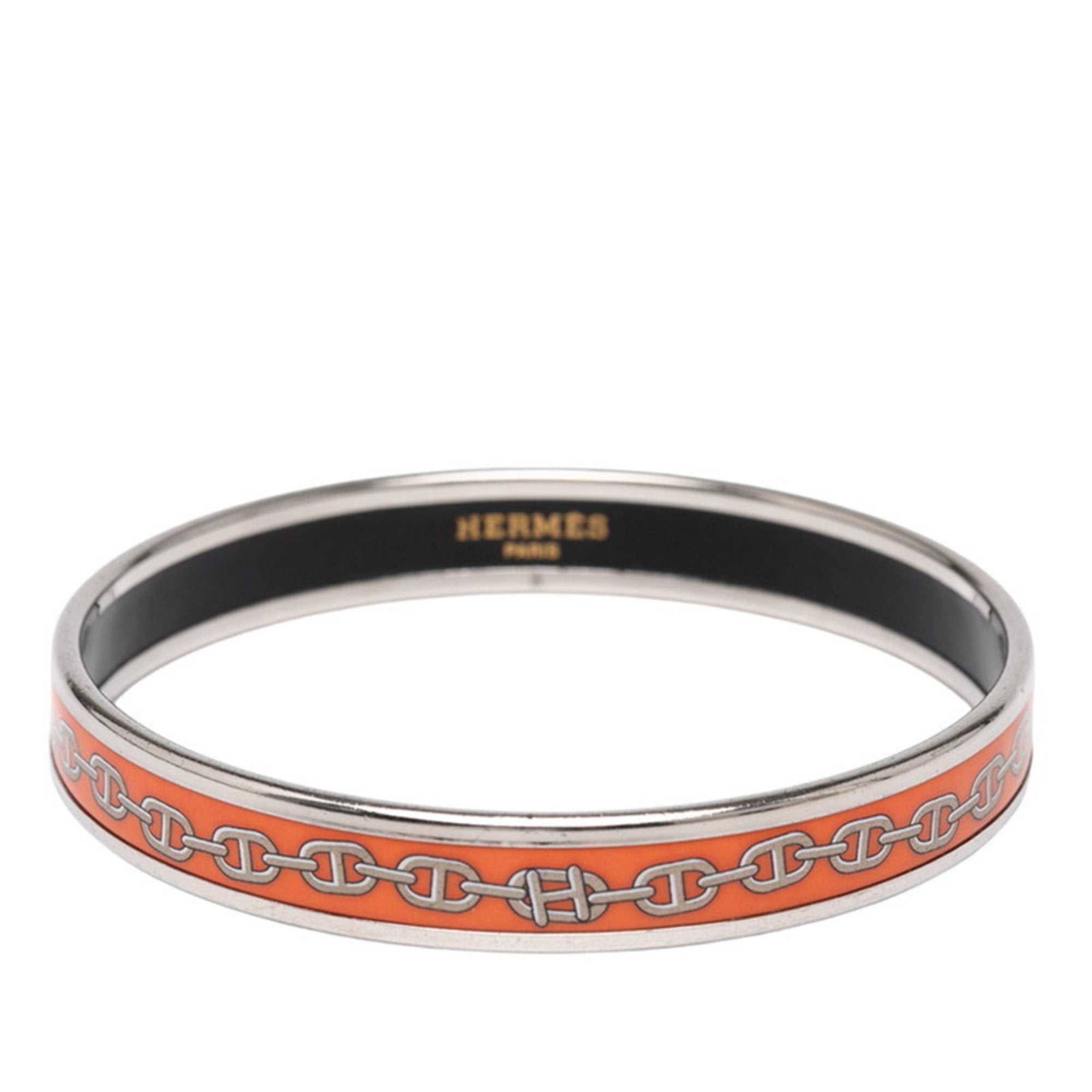 Enamel Chaine D'Ancre Bracelet Metal Orange and Silver