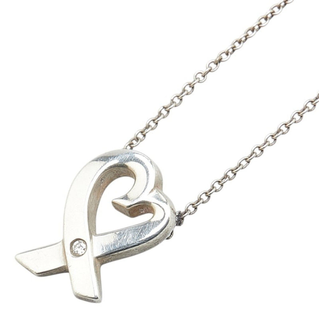 Loving Heart Pendant Necklace Sterling Silver with Diamond