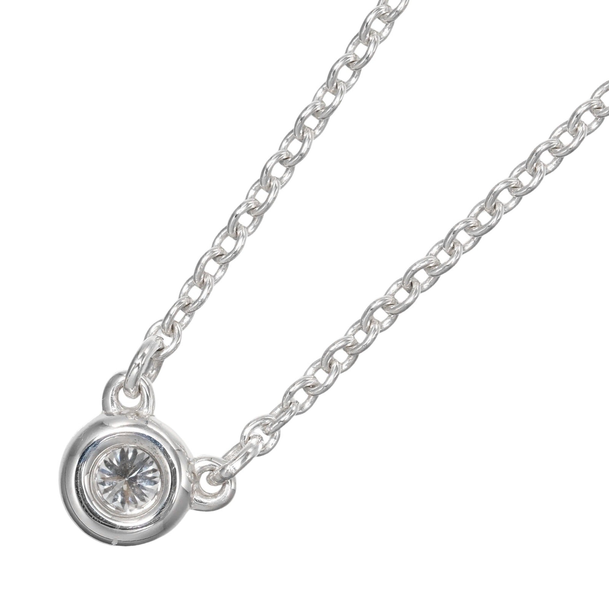 Elsa Peretti Diamonds By The Yard Pendant Necklace Sterling Silver and Diamond