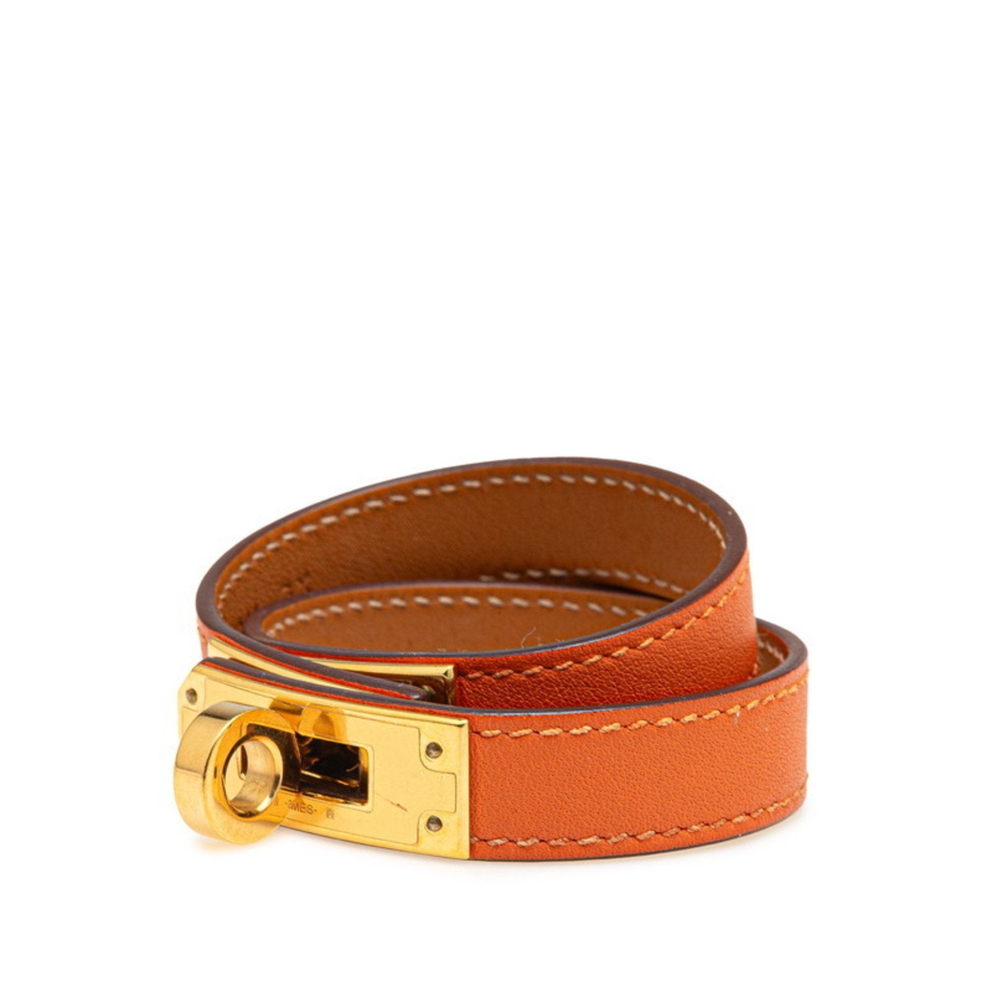 Kelly Bracelet Swift Leather Gold and Orange
