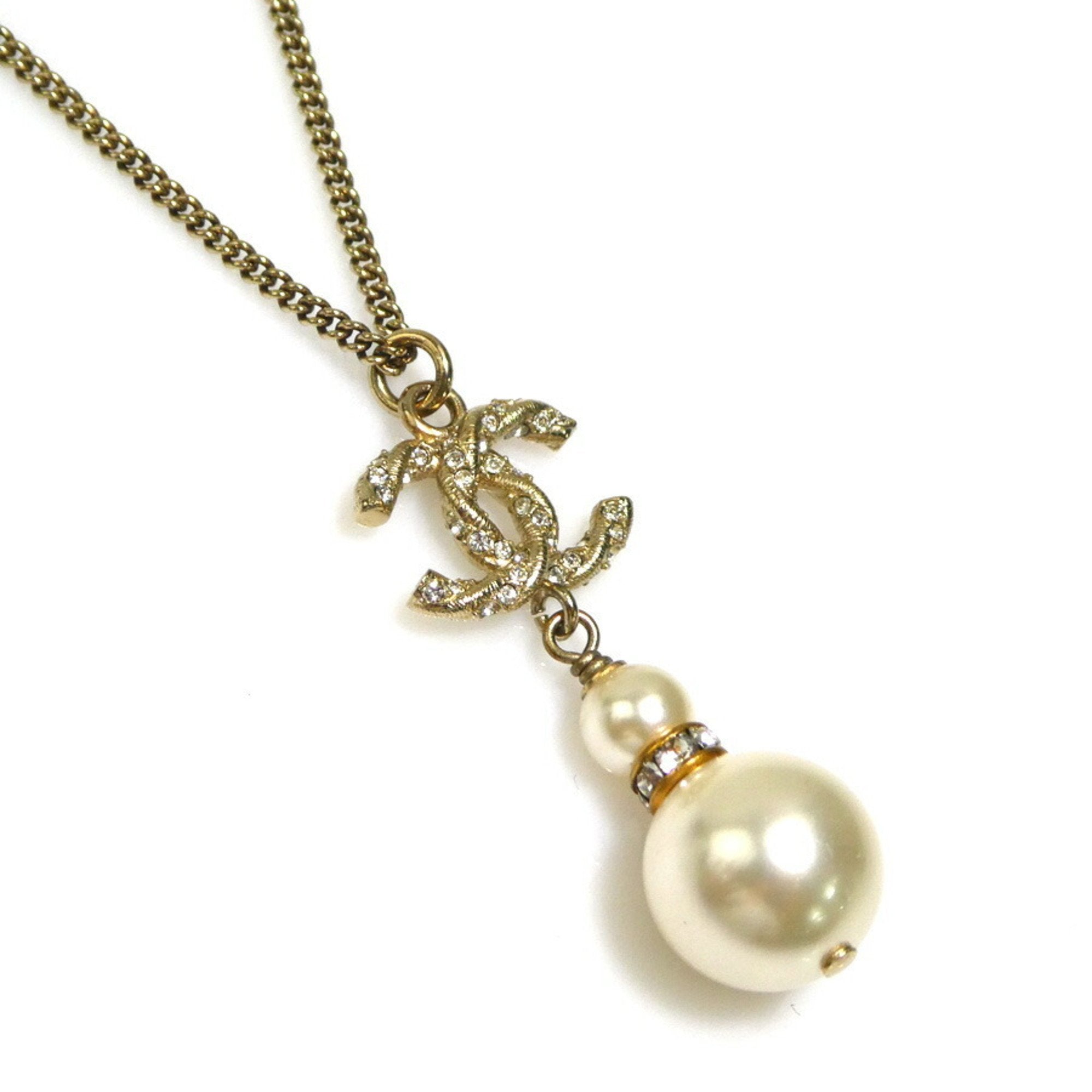 CC Logo Pendant Necklace Gold-Tone Metal