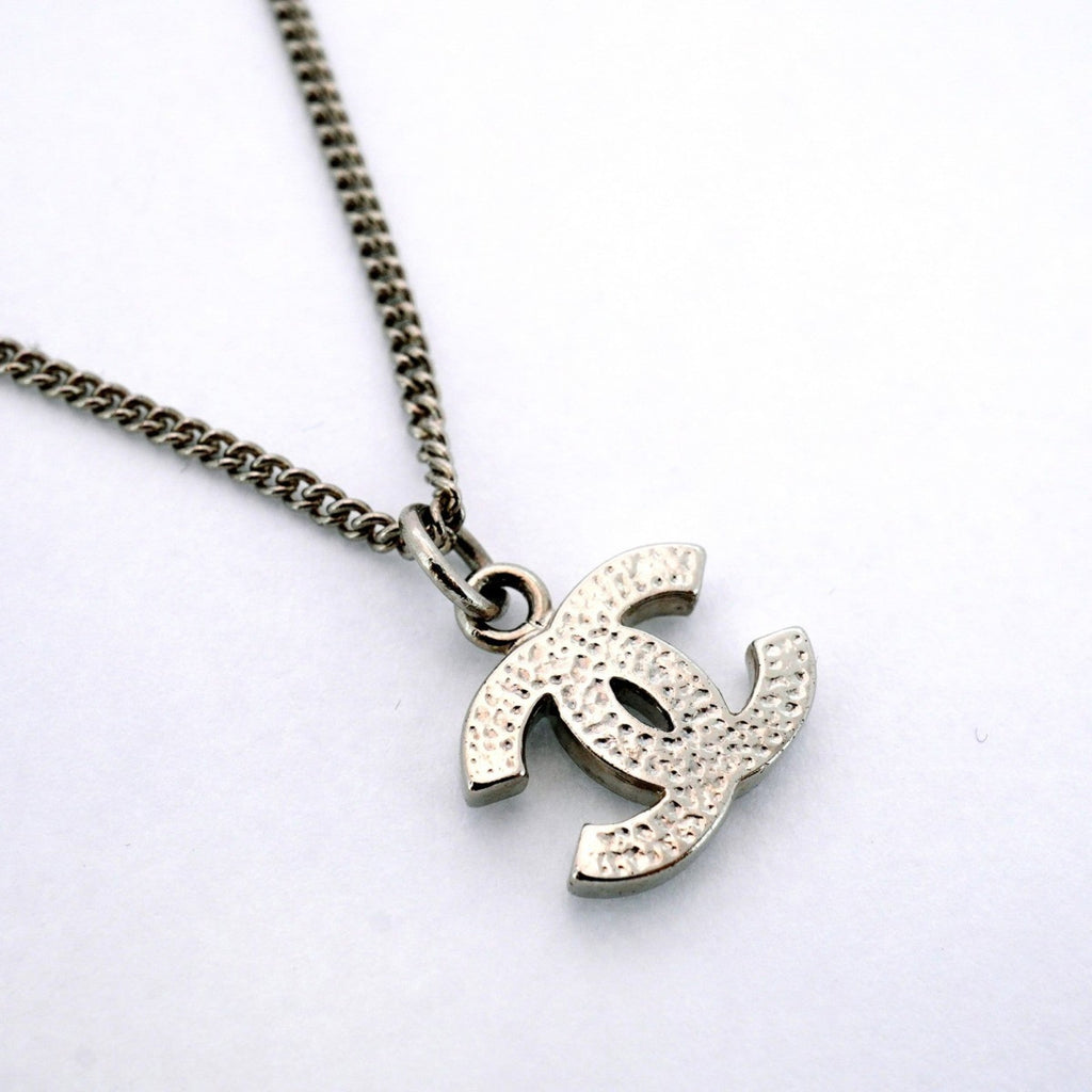 CC Logo Pendant Necklace Silver-Tone Metal