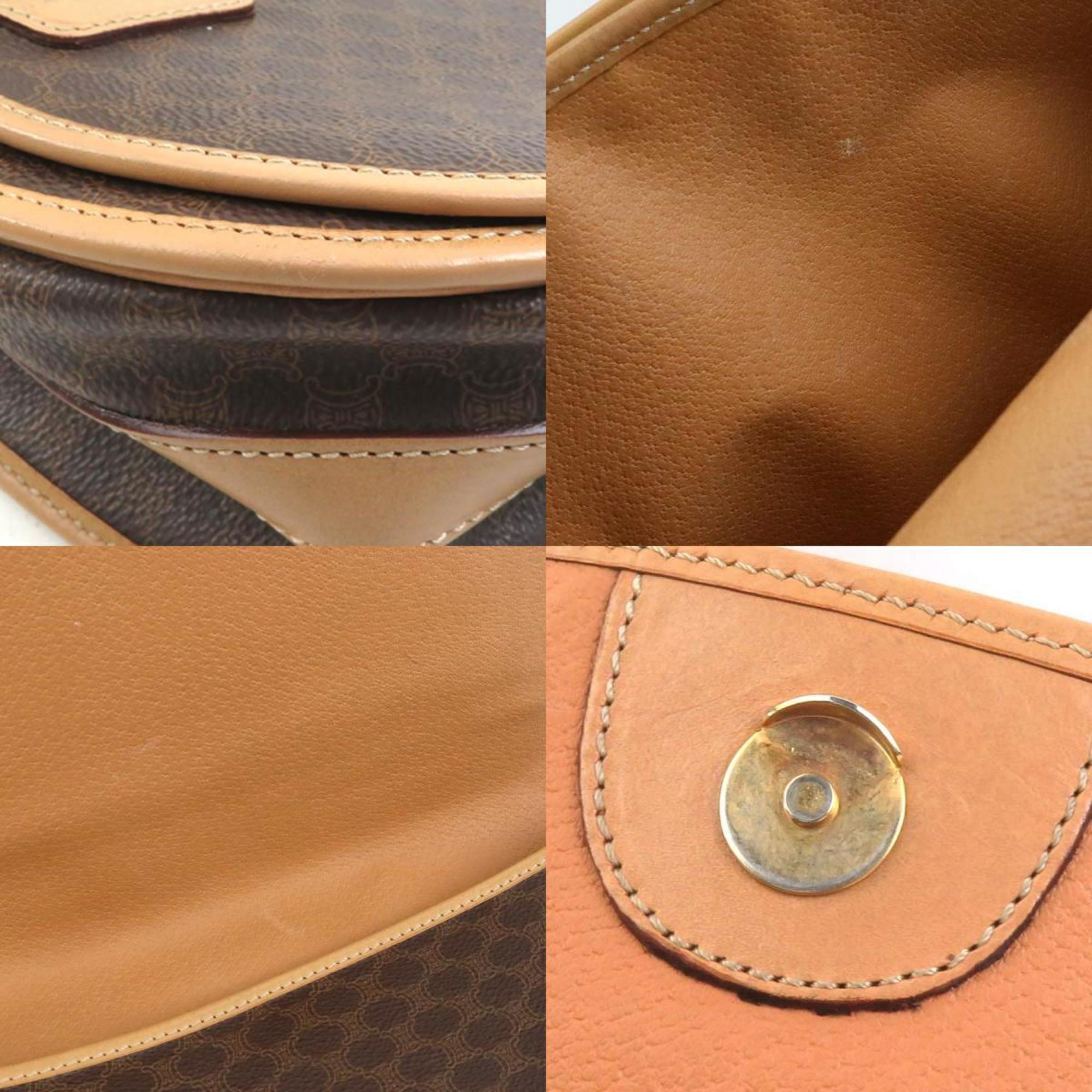 Vintage Saddle Flap Shoulder Bag Macadam Coated Canvas Small