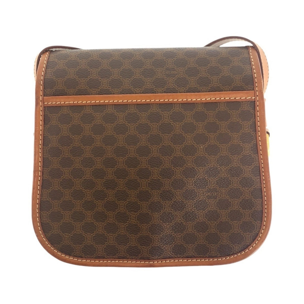 Vintage Saddle Flap Shoulder Bag Macadam Coated Canvas Small