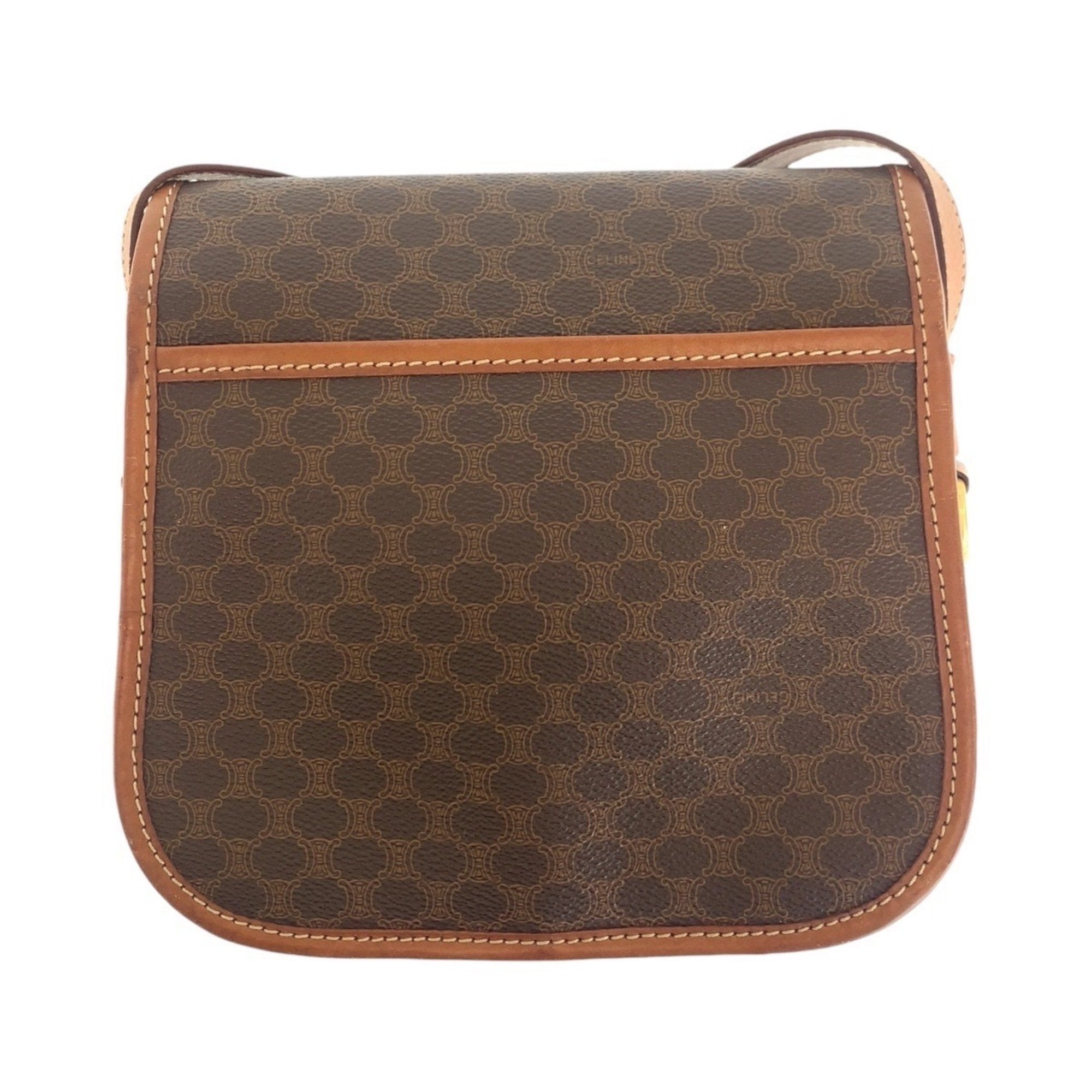 Vintage Saddle Flap Shoulder Bag Macadam Coated Canvas Small