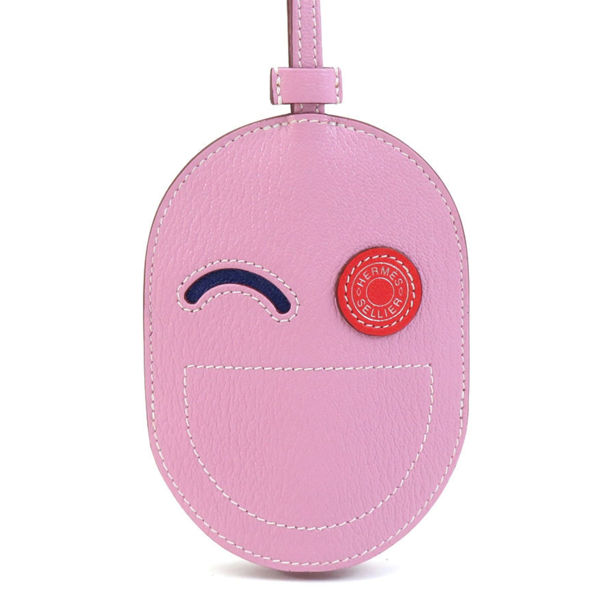 Charm Leather and Metal Pink Silver Handbag Charm