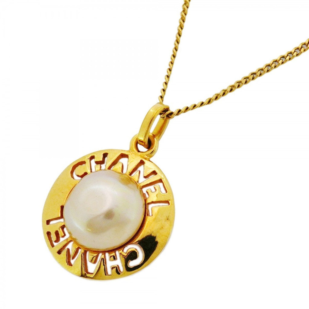 Pendant Necklace Metal Faux Pearl