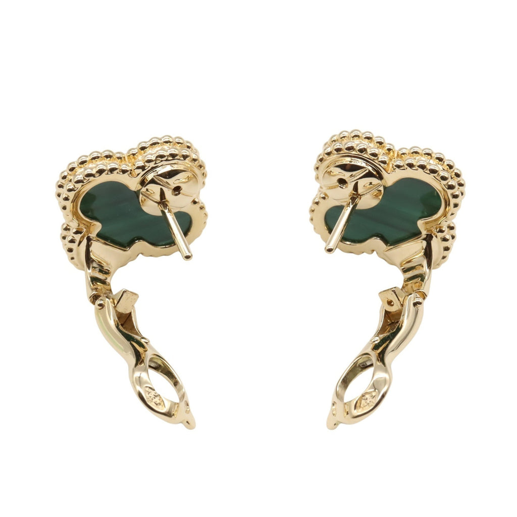 Vintage Alhambra Earrings 18K Yellow Gold and Malachite 18K Yellow Gold