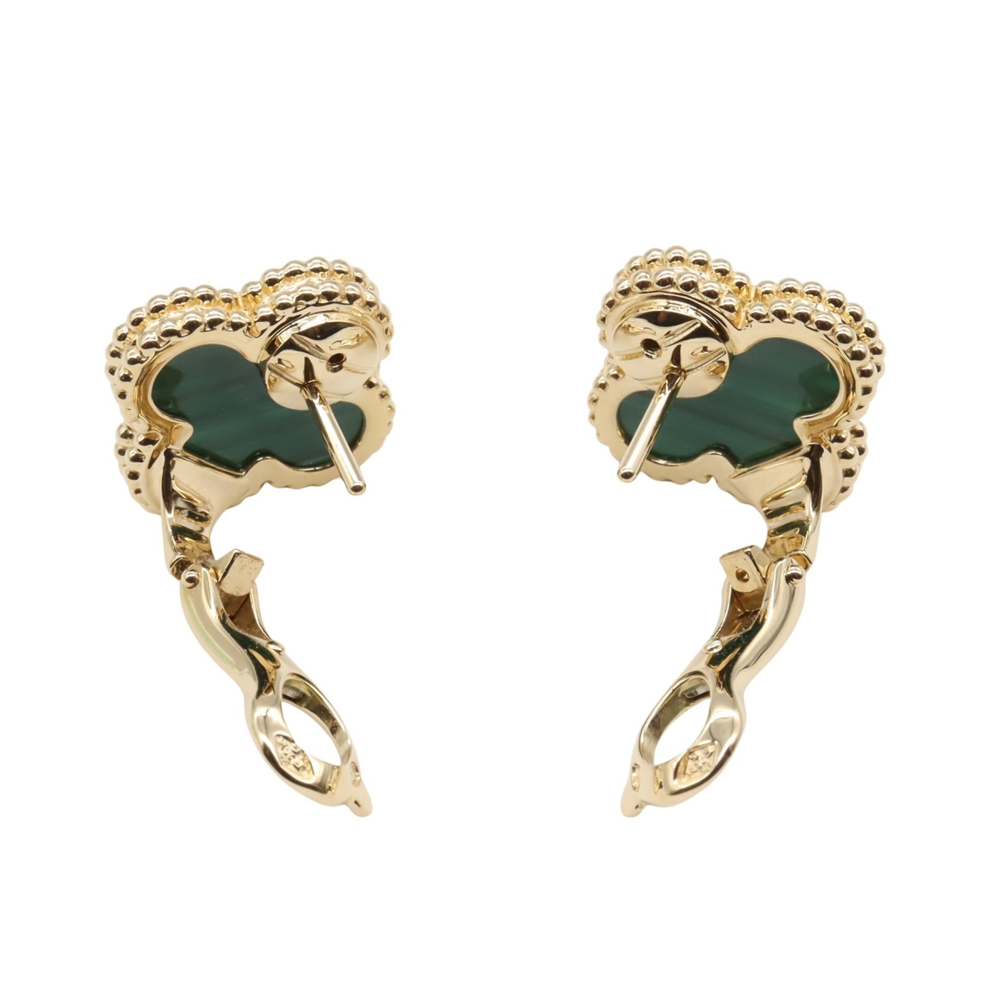 Vintage Alhambra Earrings 18K Yellow Gold and Malachite 18K Yellow Gold
