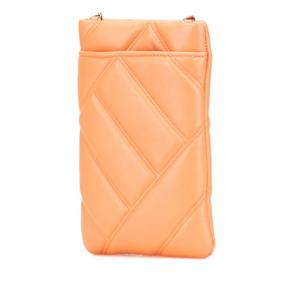 Serpenti Cabochon Phone Holder on Chain Diagonal Quilted Leather