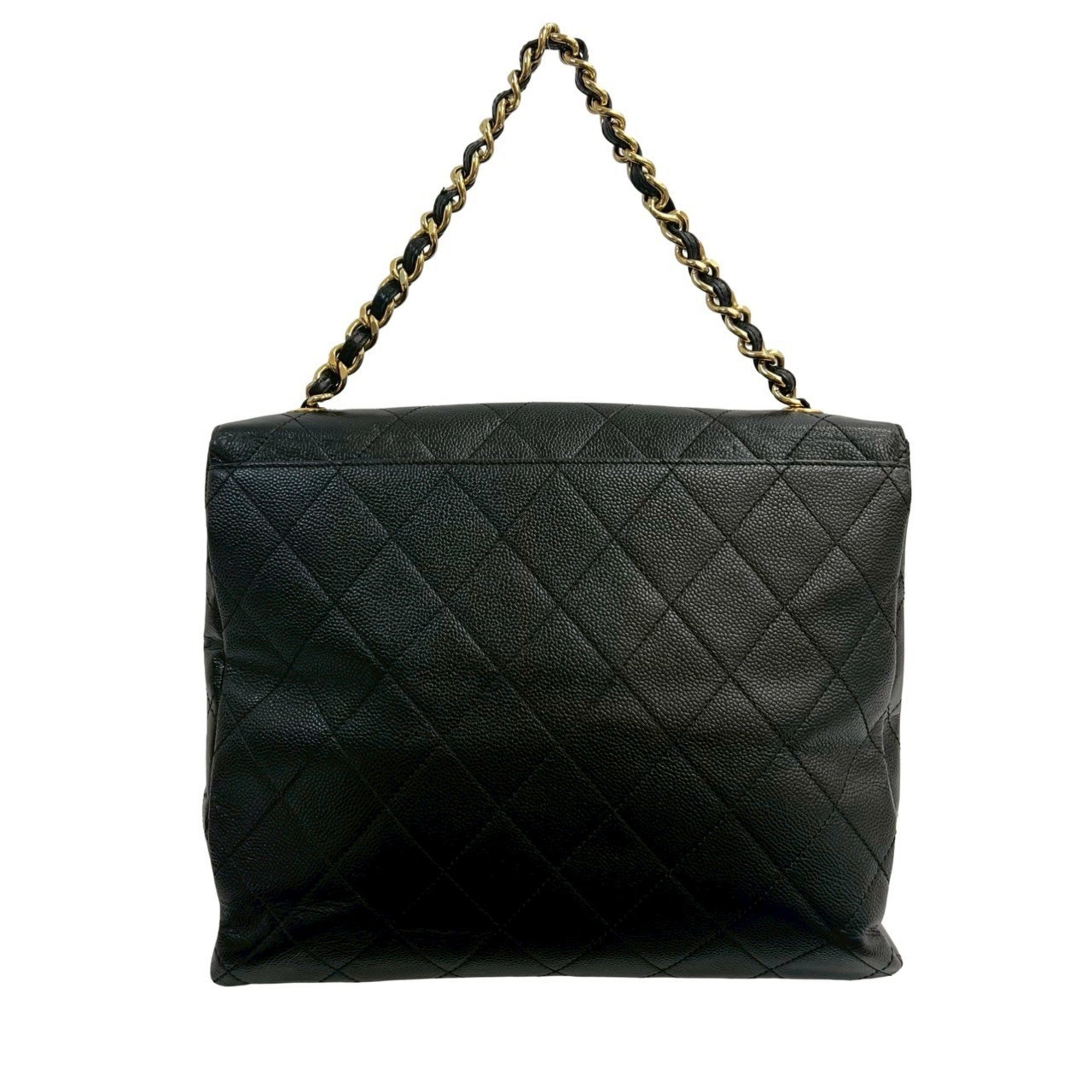 Vintage Square CC Flap Bag Quilted Caviar Medium