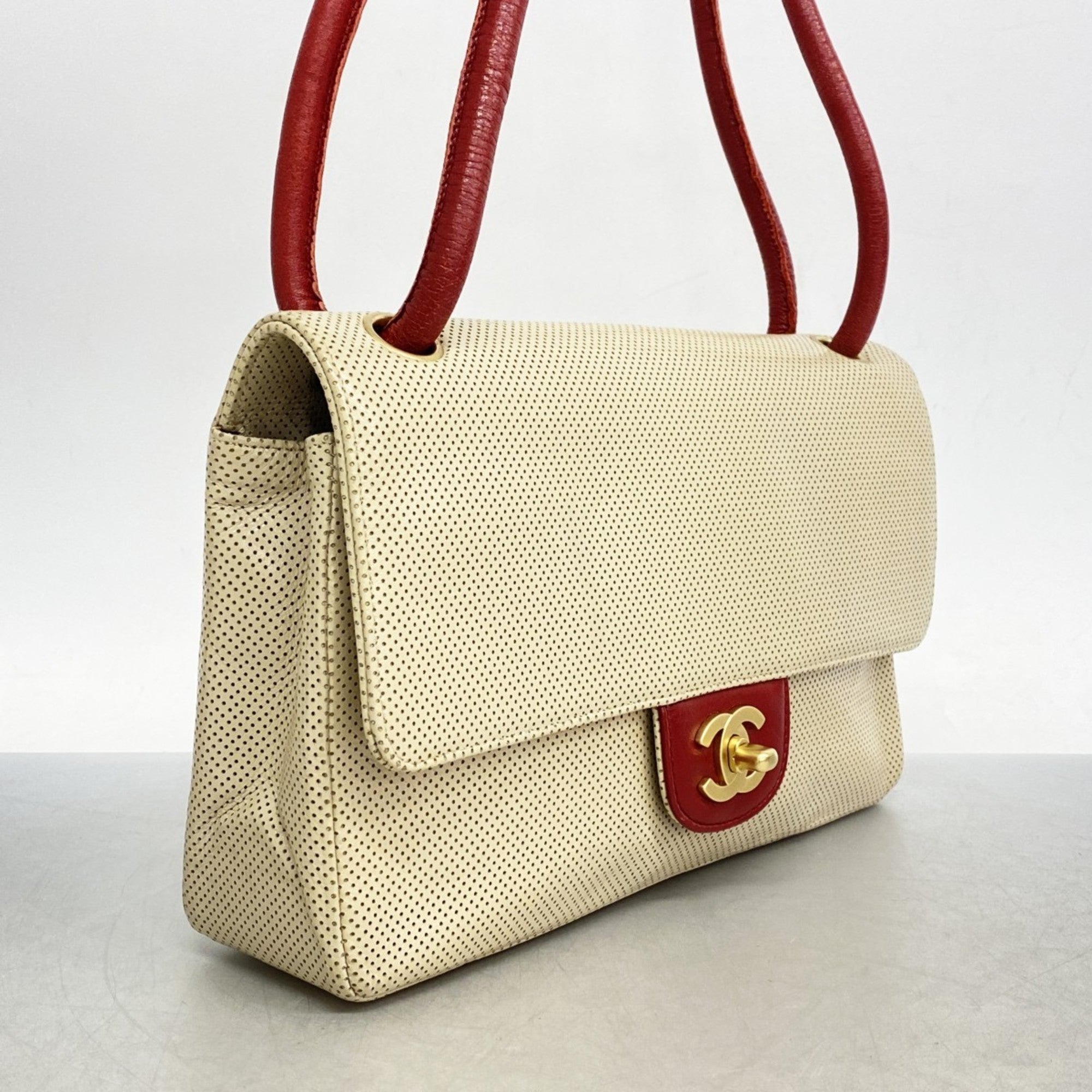 Vintage CC Flap Shoulder Bag Perforated Leather Medium