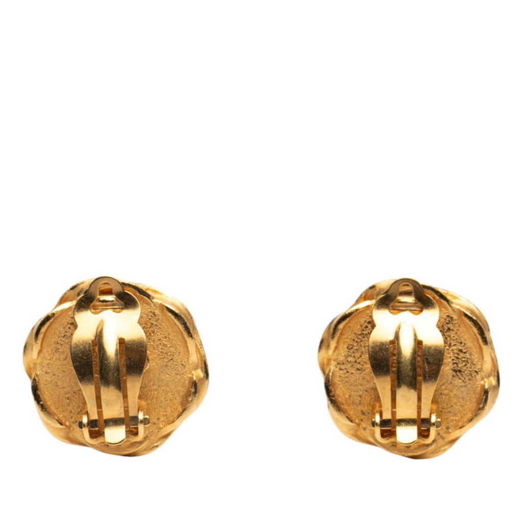 CC Logo Round Clip-On Earrings Gold-Tone Metal Gold-Tone Metal