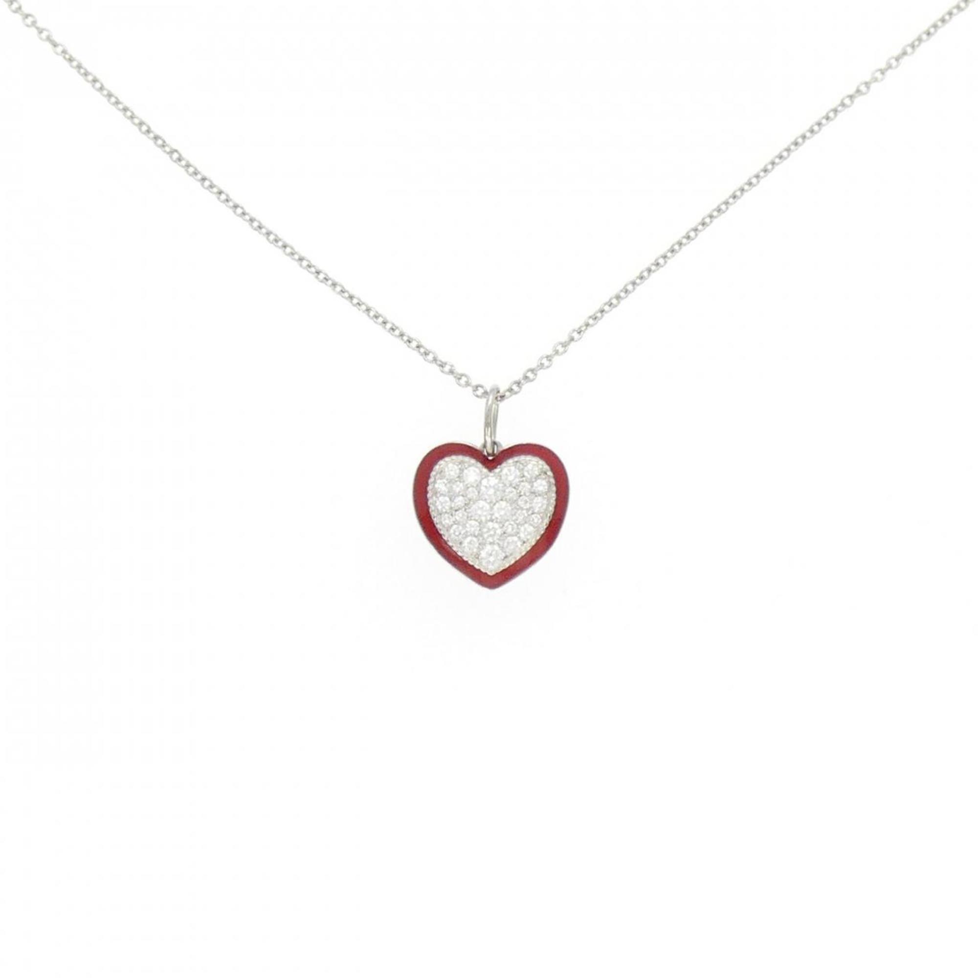 Heart Pendant Necklace Platinum with Diamond