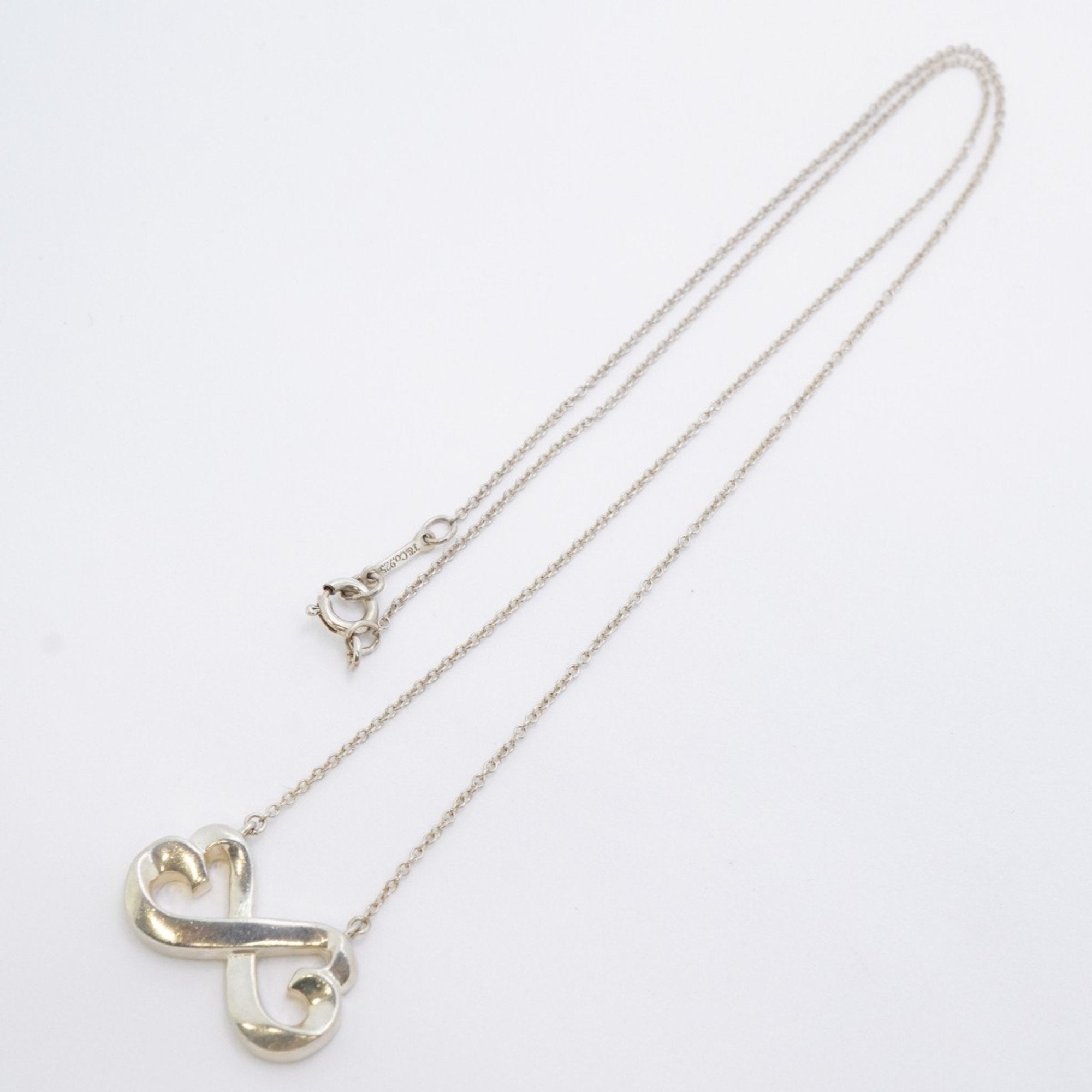 Double Loving Heart Pendant Necklace Sterling Silver