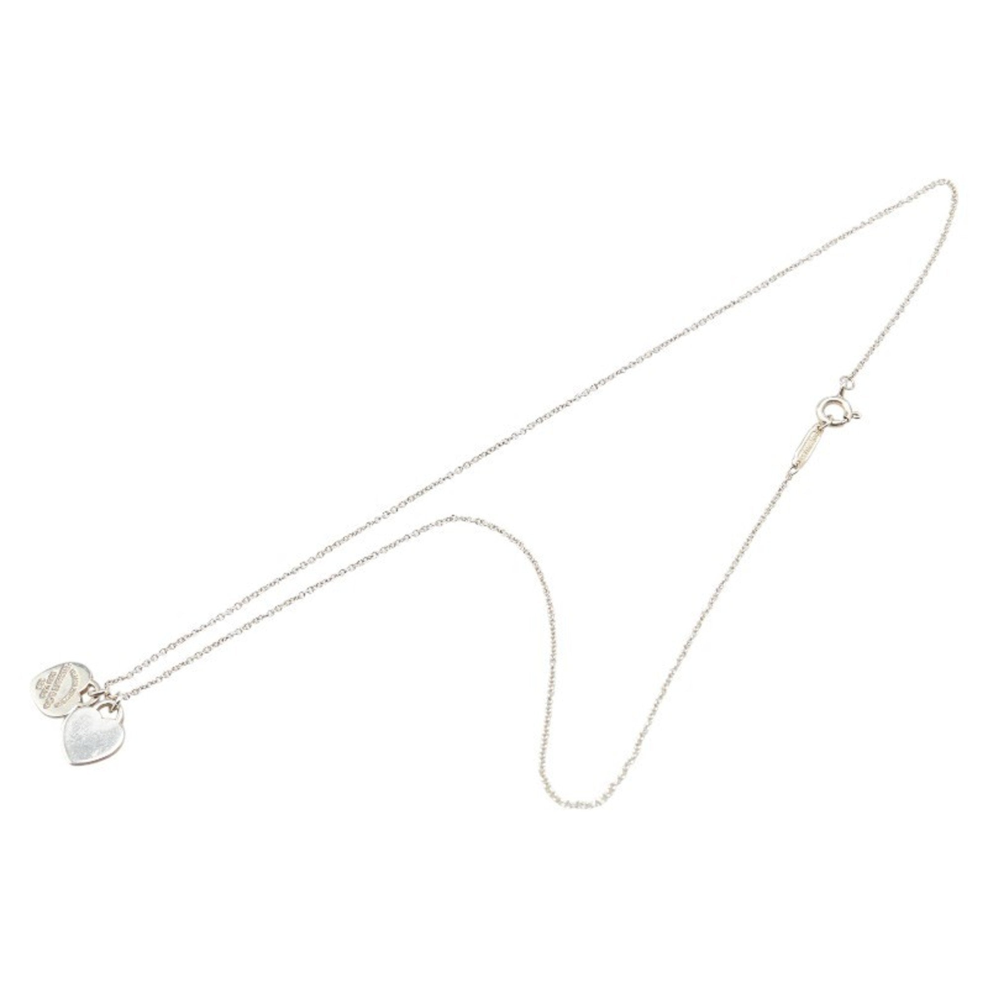 Double Heart Pendant Necklace Sterling Silver