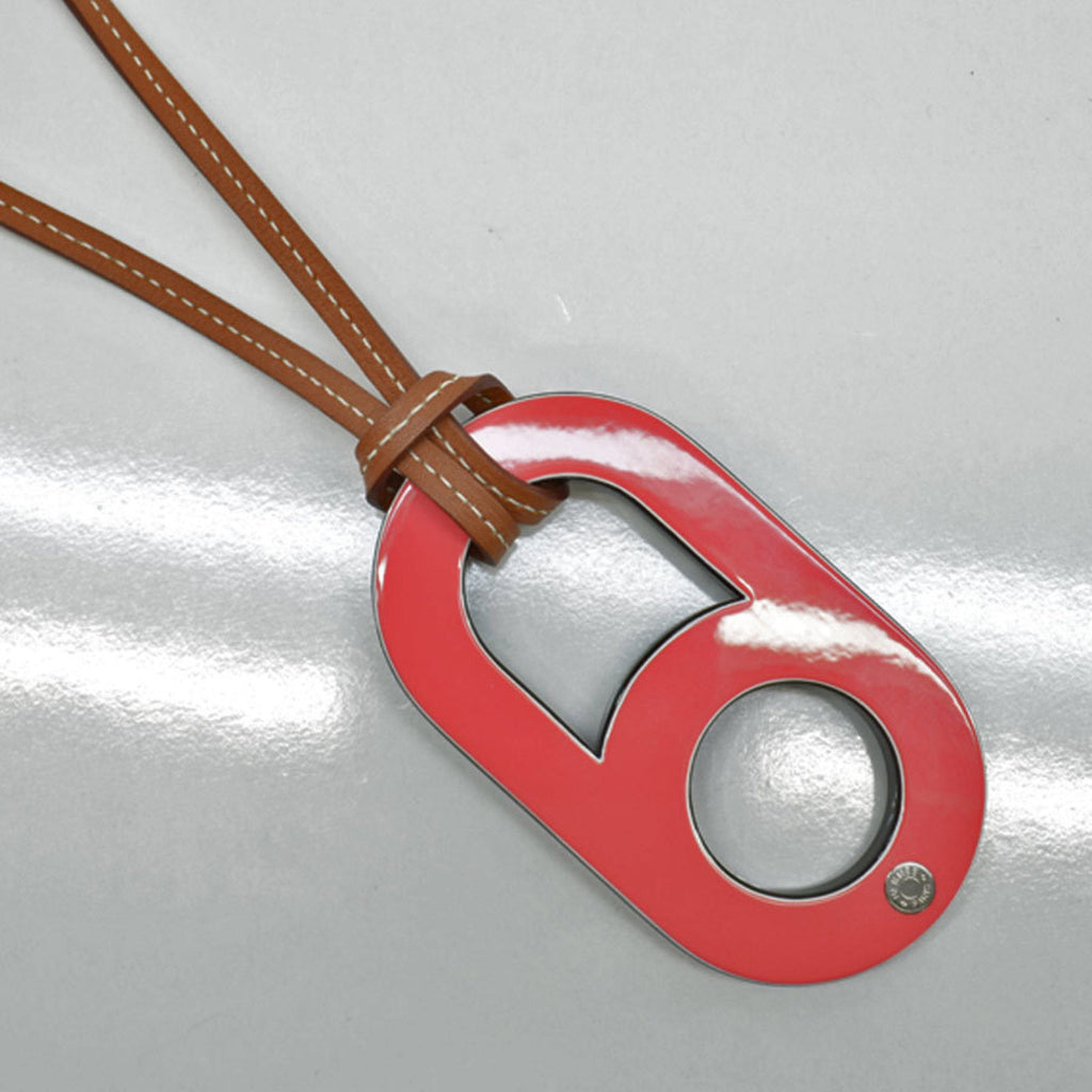 Pendant Necklace Lacquer and Swift Leather Black Brown Pink