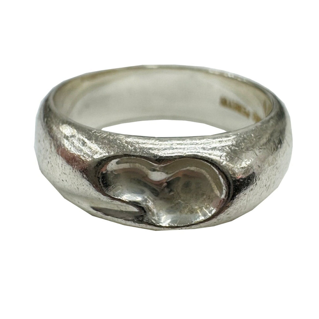 Curved Heart Ring Sterling Silver