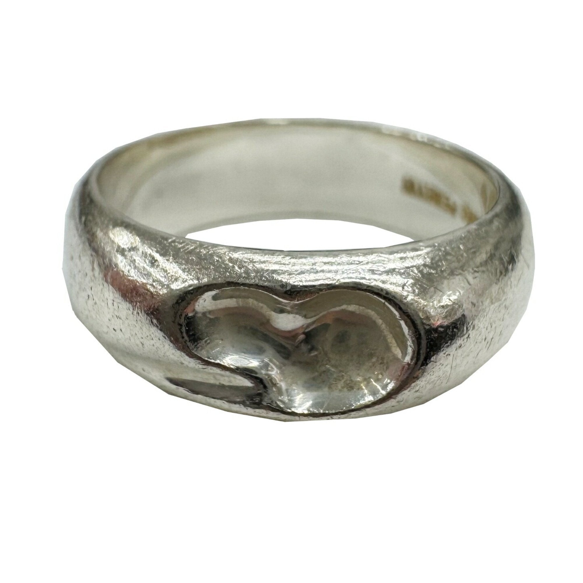 Curved Heart Ring Sterling Silver