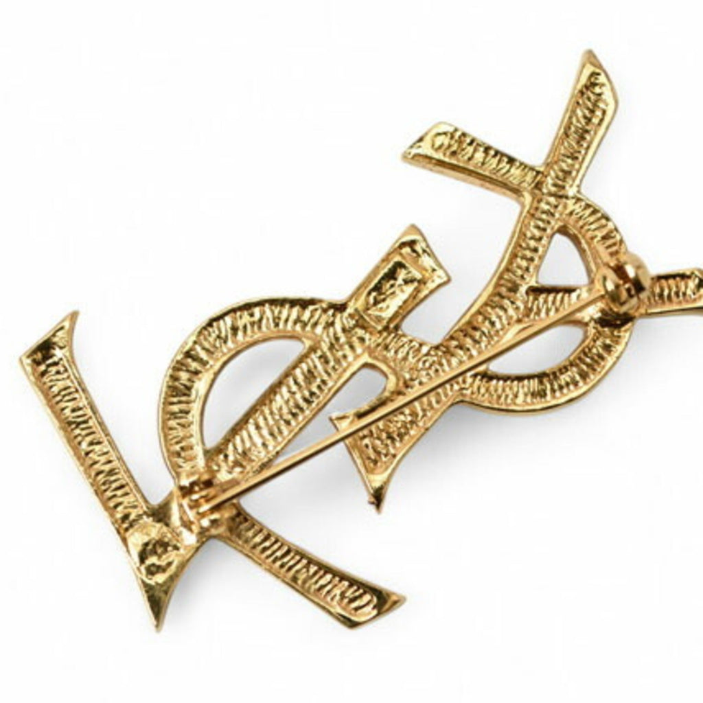 Pin Brooch Brass and Rhinestone Gold