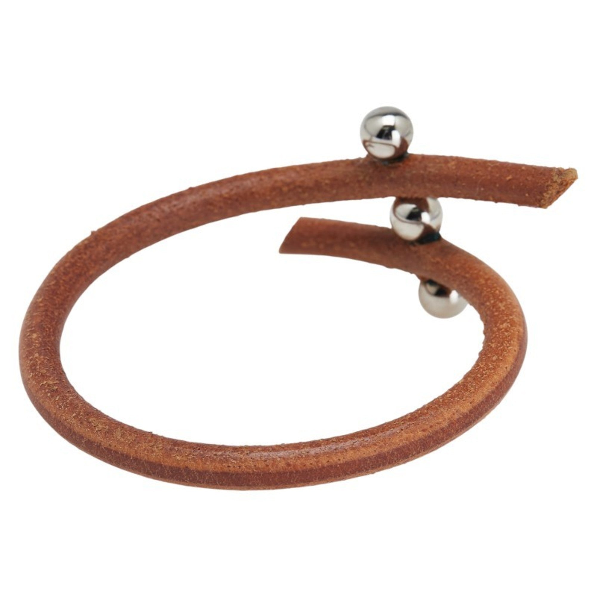 Bracelet Brown Leather and Silver Metal