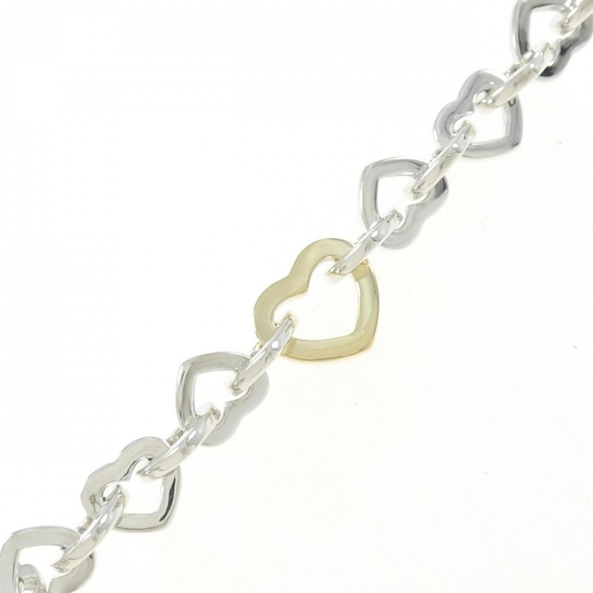 Heart Link Bracelet Sterling Silver and 18K Yellow Gold