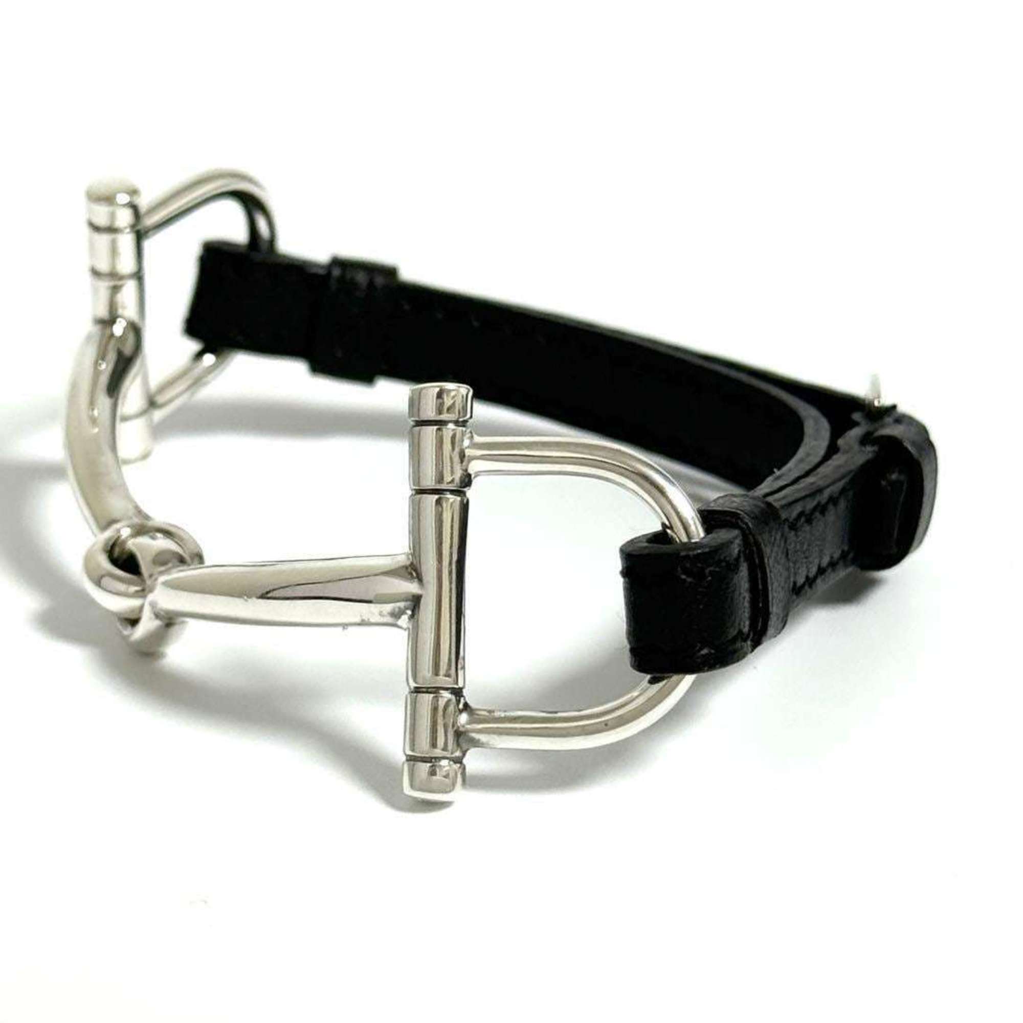Horsebit Bracelet Leather and Sterling Silver