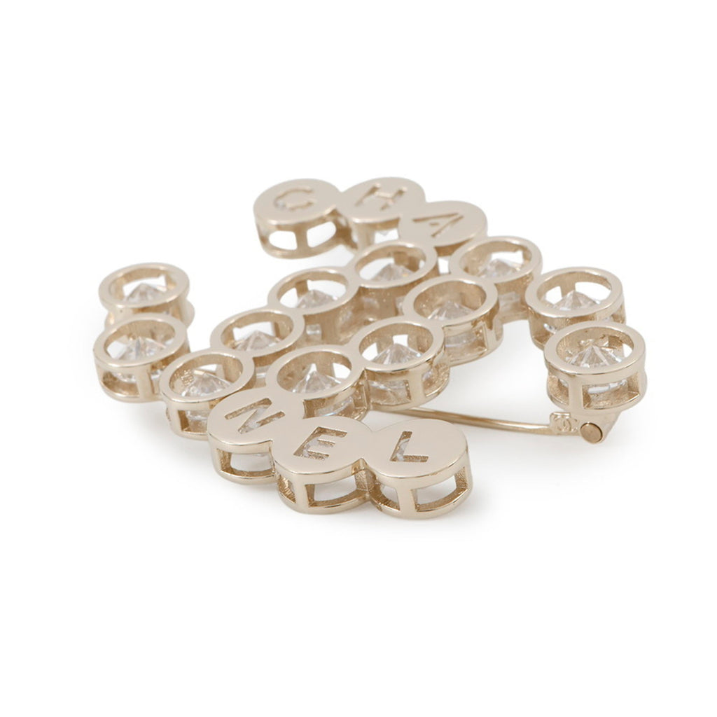 CC Logo Brooch Gold-Tone Metal