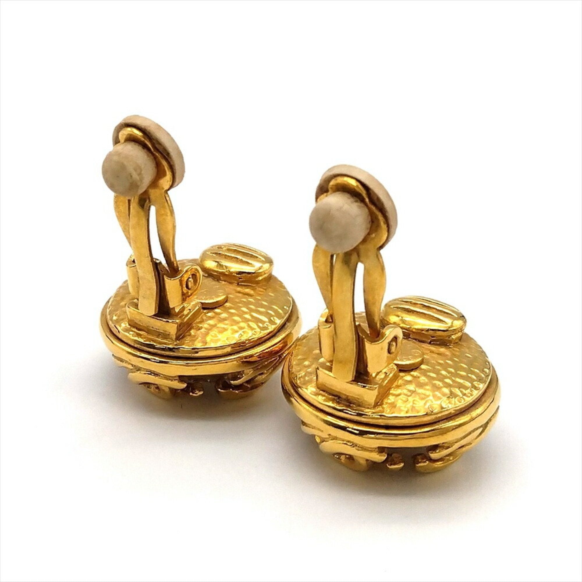 CC Logo Clip-On Earrings Gold-Tone Metal Gold-Tone Metal