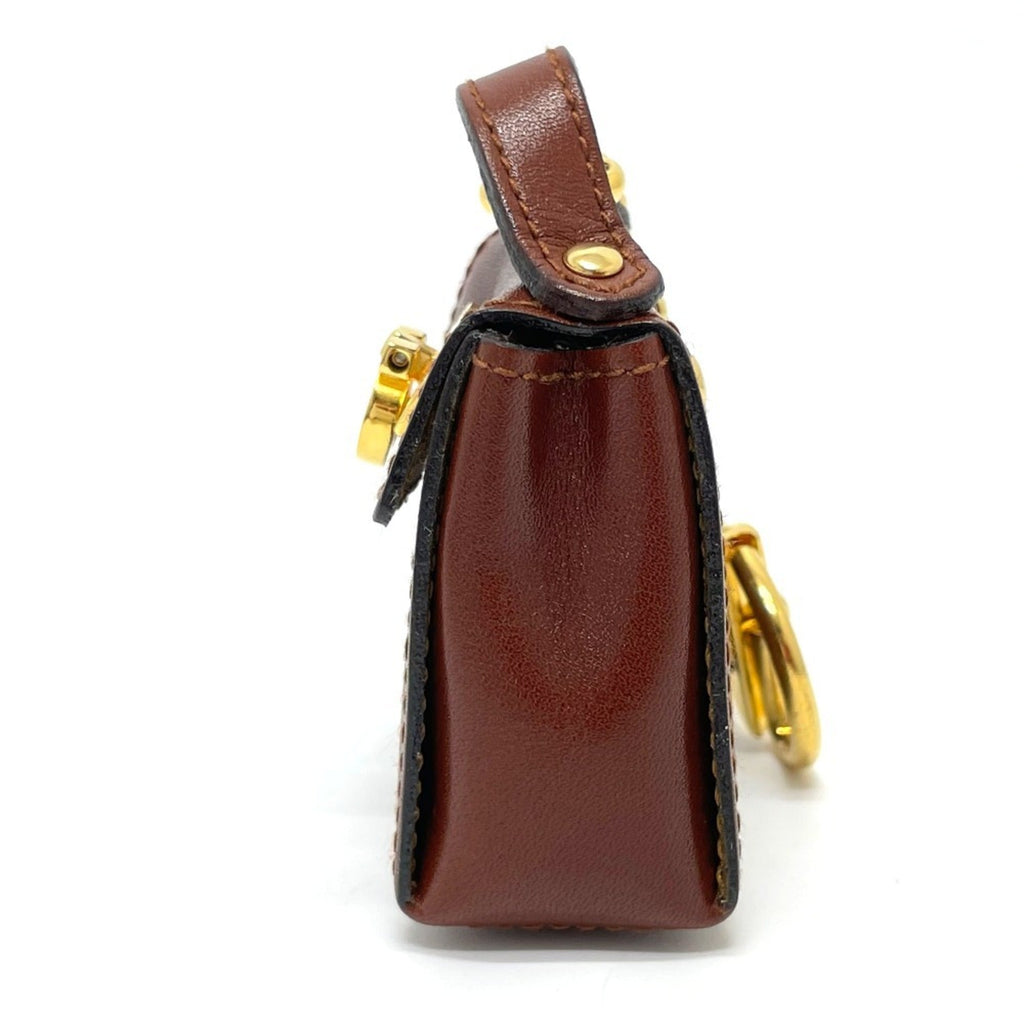 Gancini Charm Leather Brown and Gold Hardware Handbag Charm