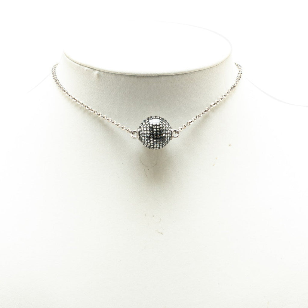 CC Logo Ball Pendant Necklace Silver-Tone Metal