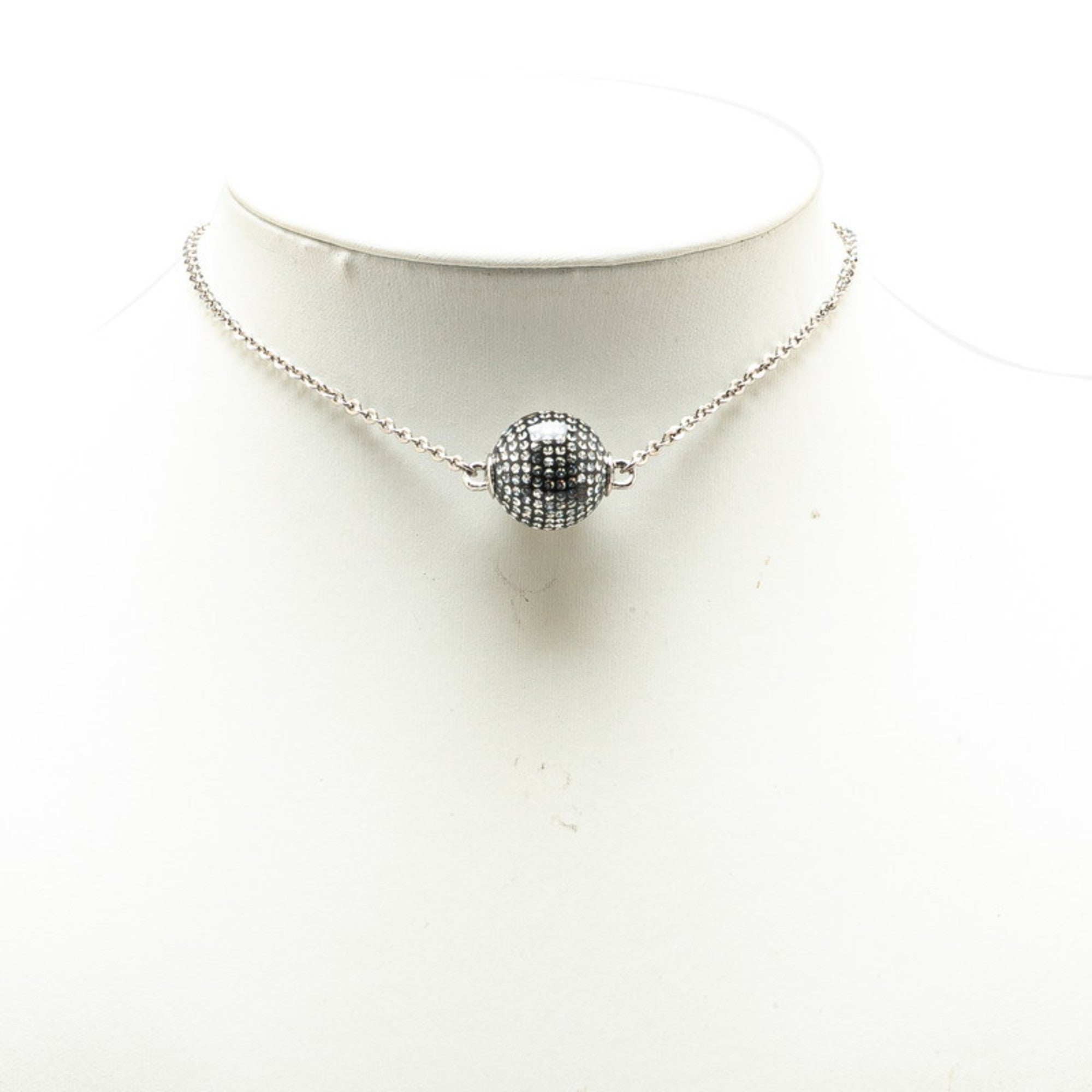 CC Logo Ball Pendant Necklace Silver-Tone Metal