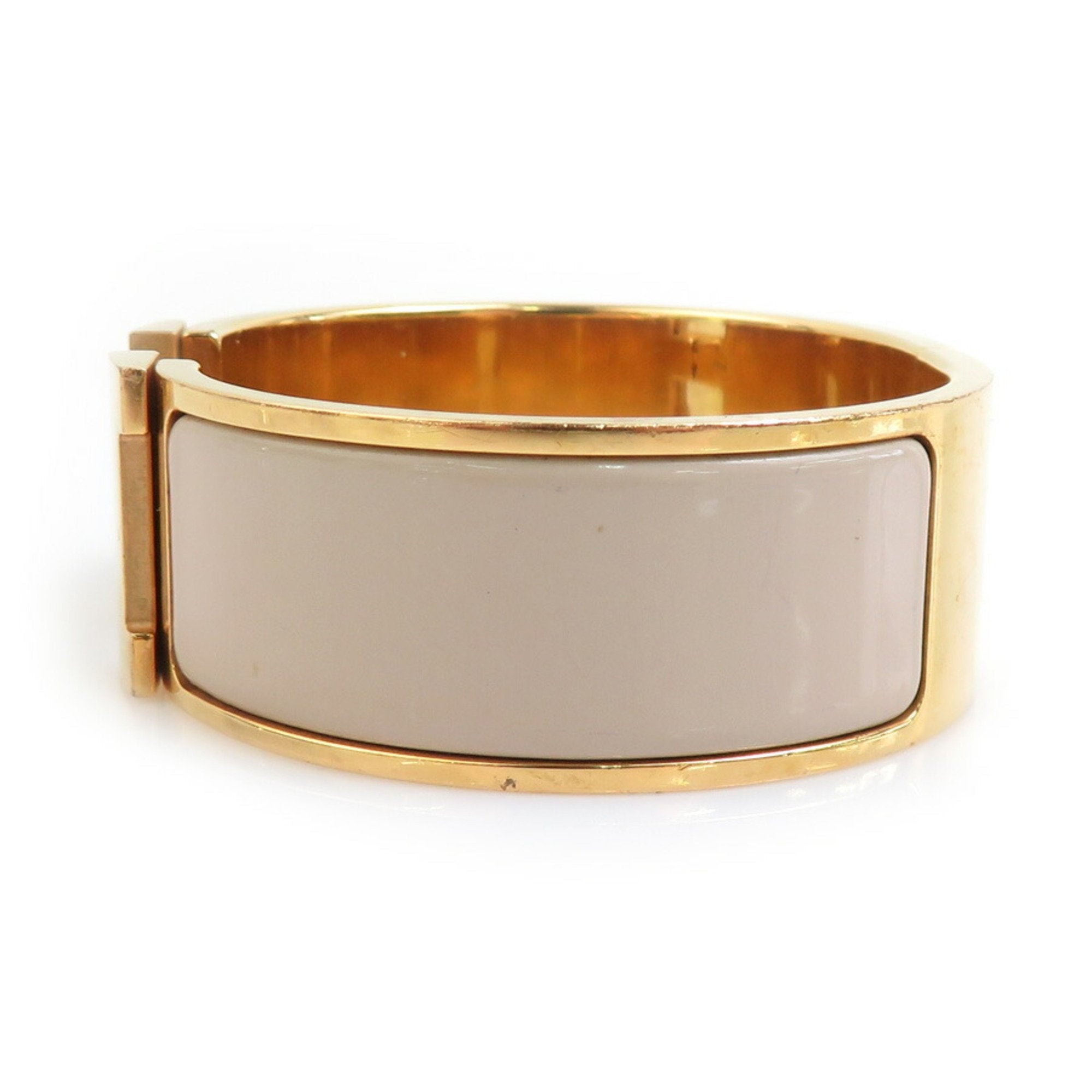 Bangle Bracelet Enamel and Metal Gold Grayish