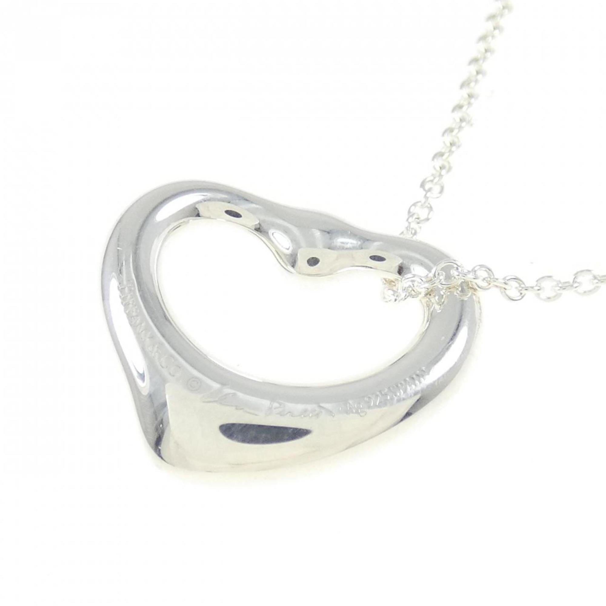 Open Heart Pendant Necklace Sterling Silver 14.8mm