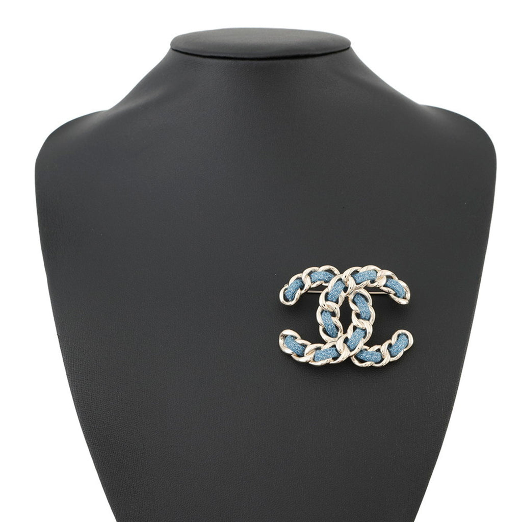 CC Logo Brooch Gold-Tone Metal