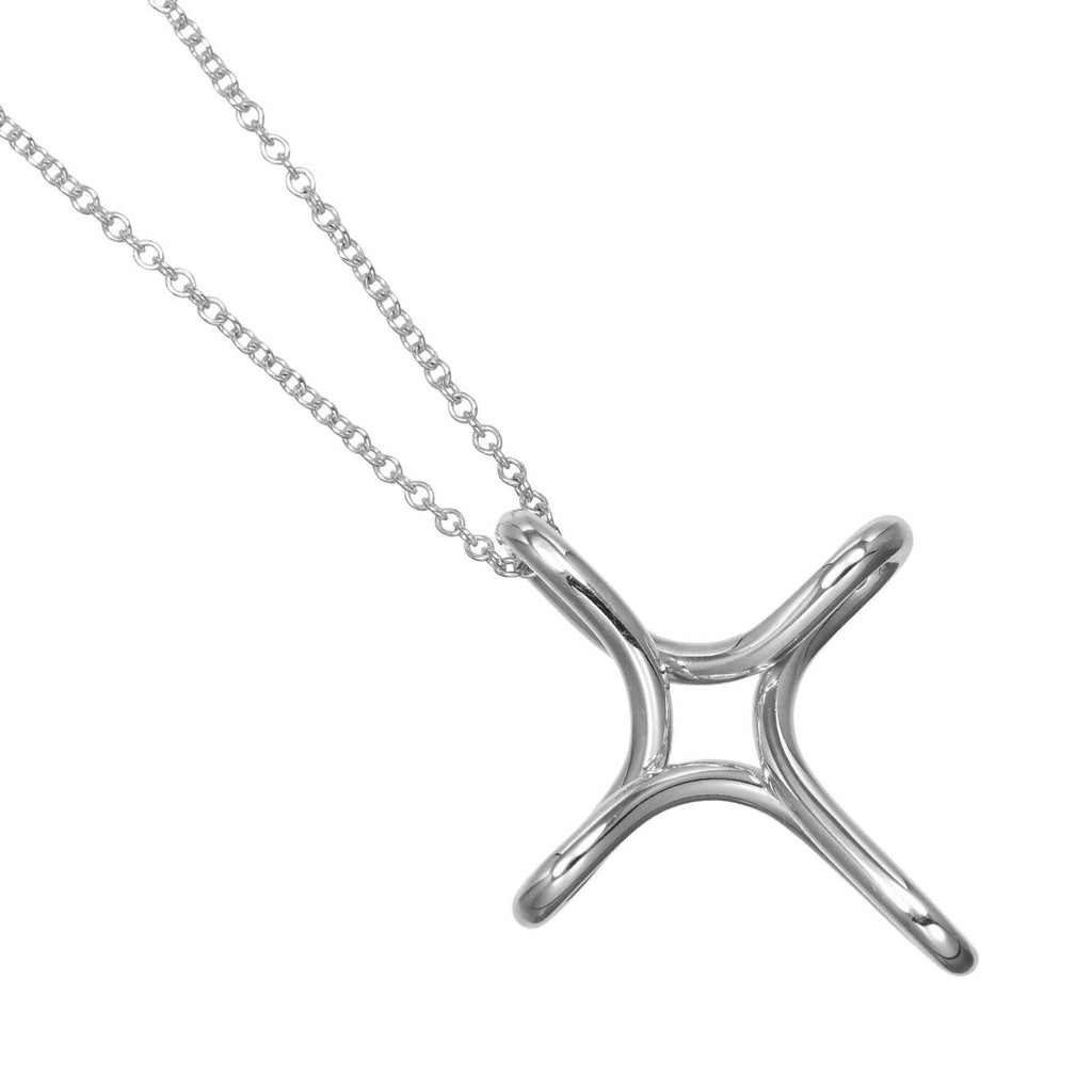 Open Cross Pendant Necklace Sterling Silver