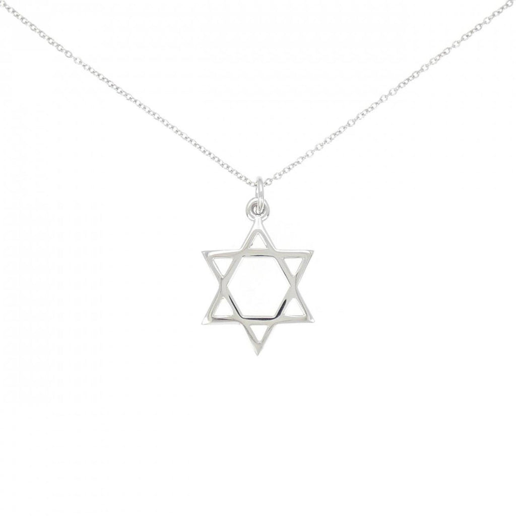 Star Of David Pendant Necklace 18K White Gold