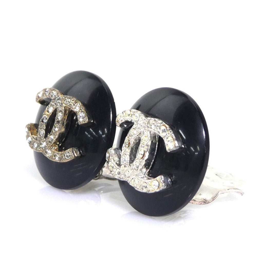 CC Logo Clip-On Earrings Silver-Tone Metal