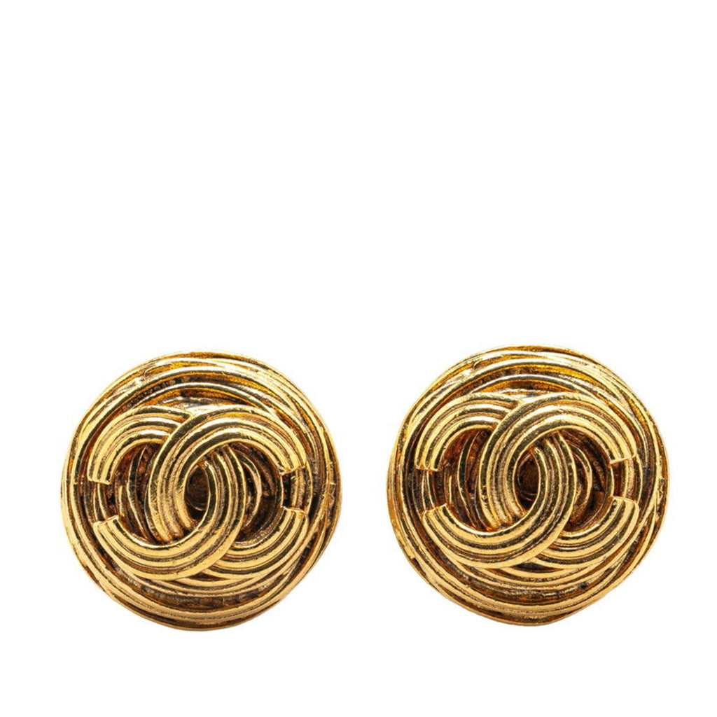 CC Logo Clip-On Earrings Metal Gold-Tone Metal