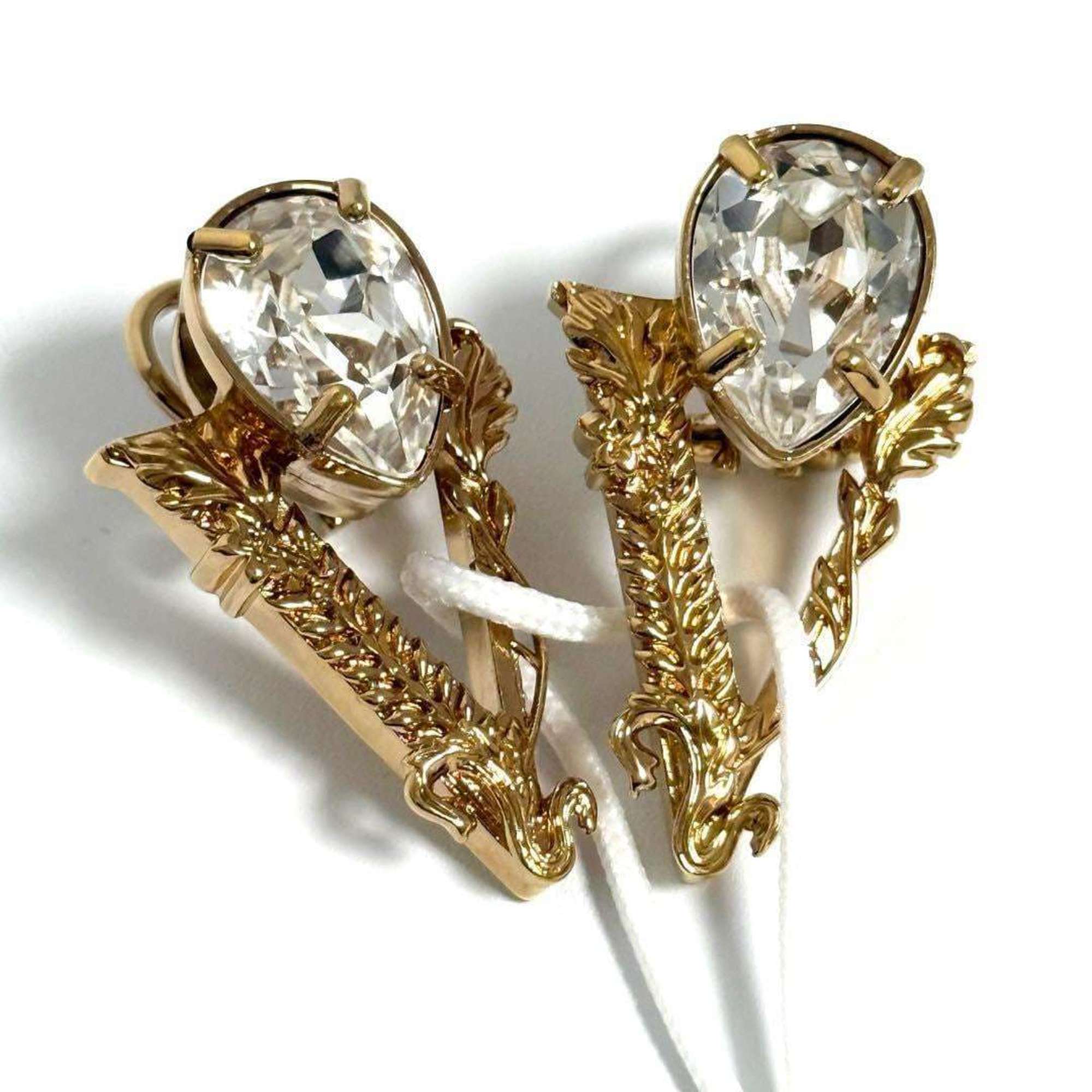 Earrings Metal and Rhinestone